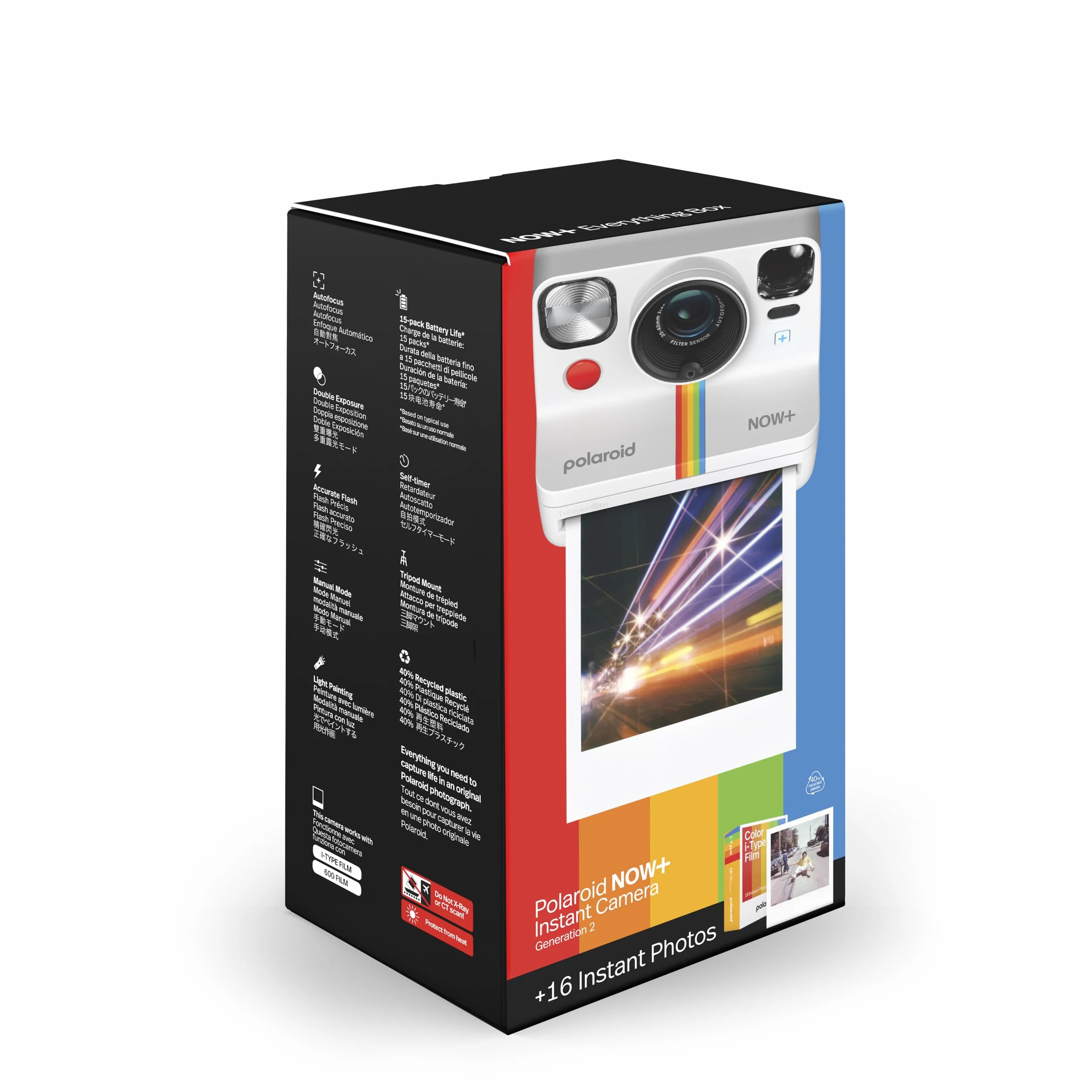 Polaroid Now+ Generation 2 – Fotocamera + Film Bundle (16 foto incluse) – Bianco – Fotocamera a pellicola istantanea controllata da app Bluetooth – 6437