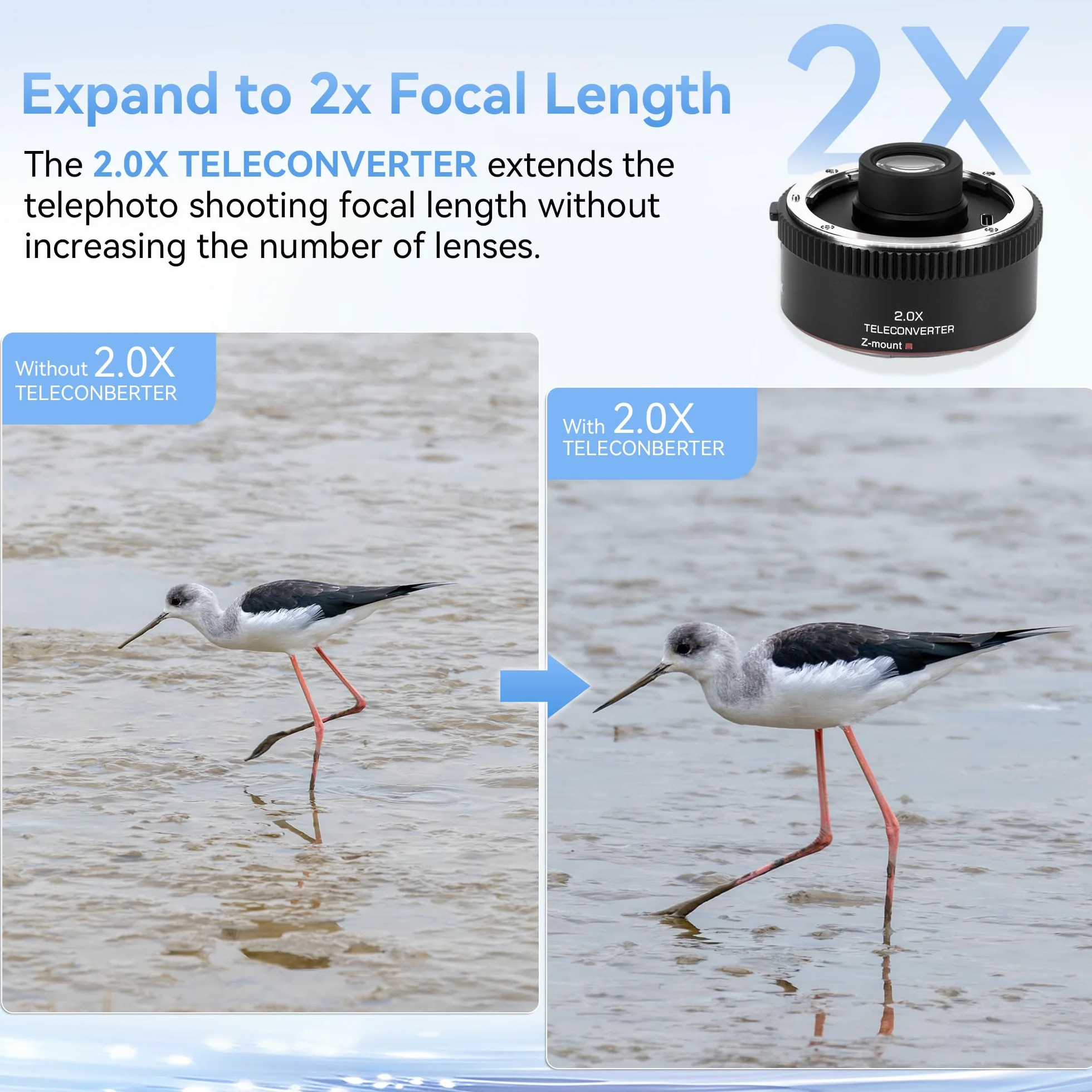 VILTROX Teleconverter TC-2.0X per Nikon Z Mount Teleobiettivo Extender Autofocus Lens Compatibile con NIKKOR Z 70-200mm f/2.8 VR S