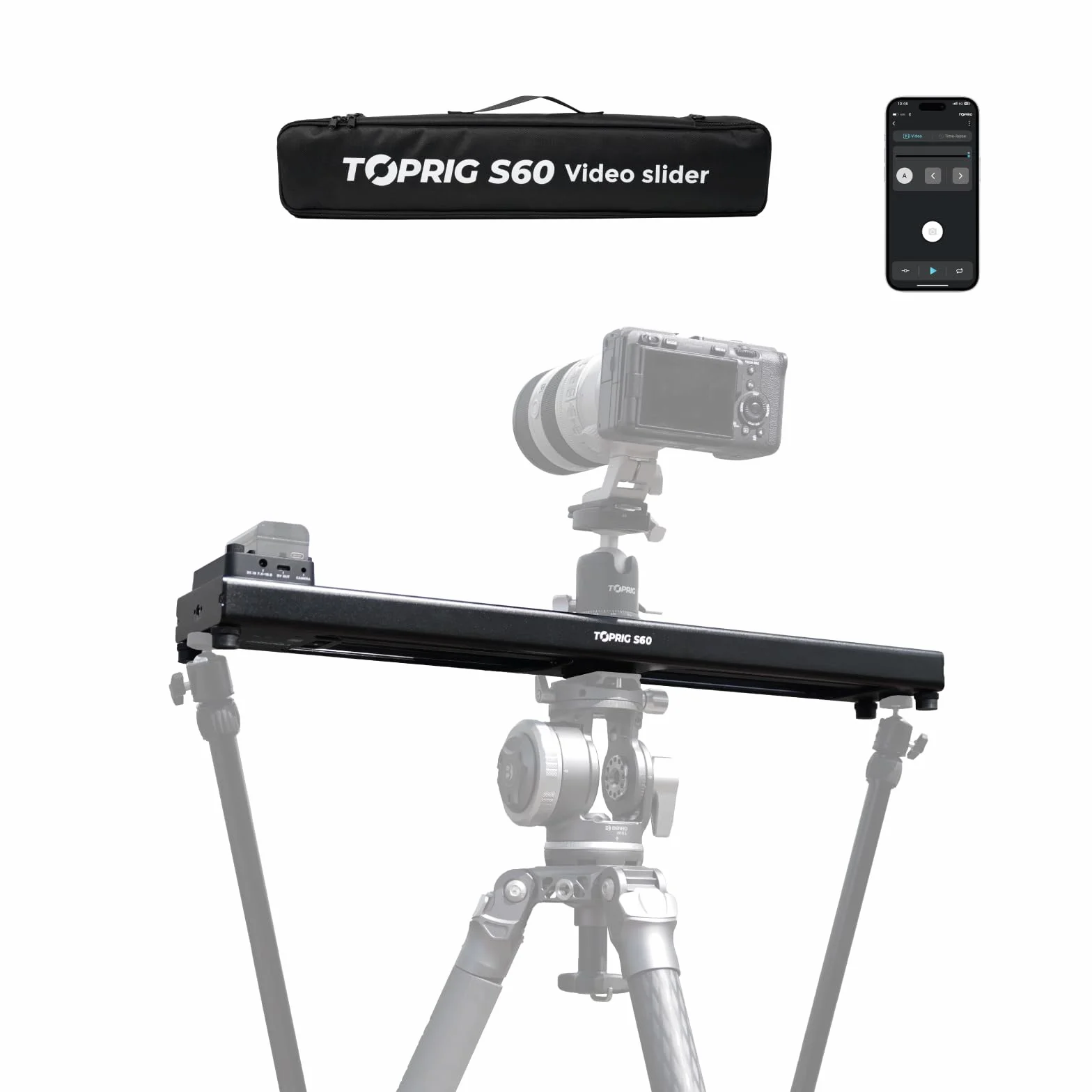 Accsoon - Toprig S60 - Slider motorizzato per riprese video - Carico massimo di 2 kg in verticale e 4 kg in orizzontale - Velocità 5 cm/s - Distanza massima di spostamento: 425 mm