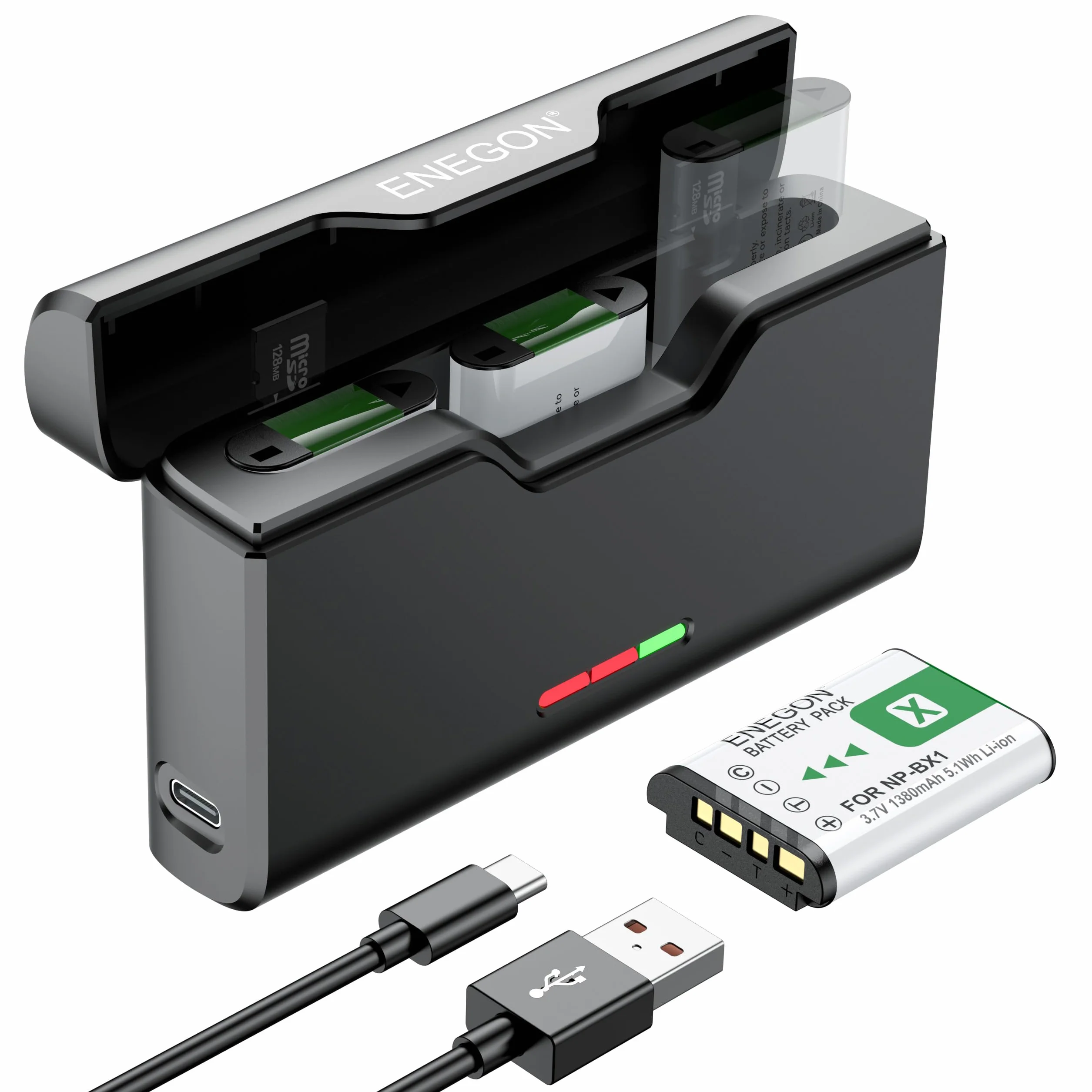 ENEGON 1380mAh 3-Pack di Batterie NP-BX1 e Caricabatterie a 3 Canali Compatibile con Sony NP-BX1 e Sony ZV-1, Cyber-Shot DSC-RX100, DSC-RX100 II/III/M4/M5/M6/M7/Ⅳ/Ⅴ/Ⅵ/Ⅶ/VA, DSC-RX100M II, HDR-CX405
