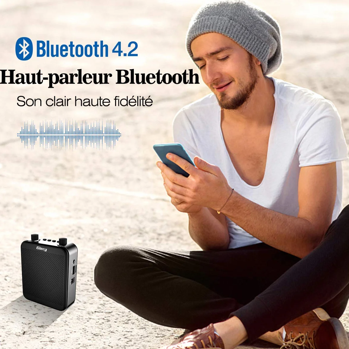 Amplificatore vocale portatile con microfono per cuffie da 30 W, batteria ricaricabile 2800 mAh, potente amplificatore voce per insegnanti, guide, allenatori, presentatori