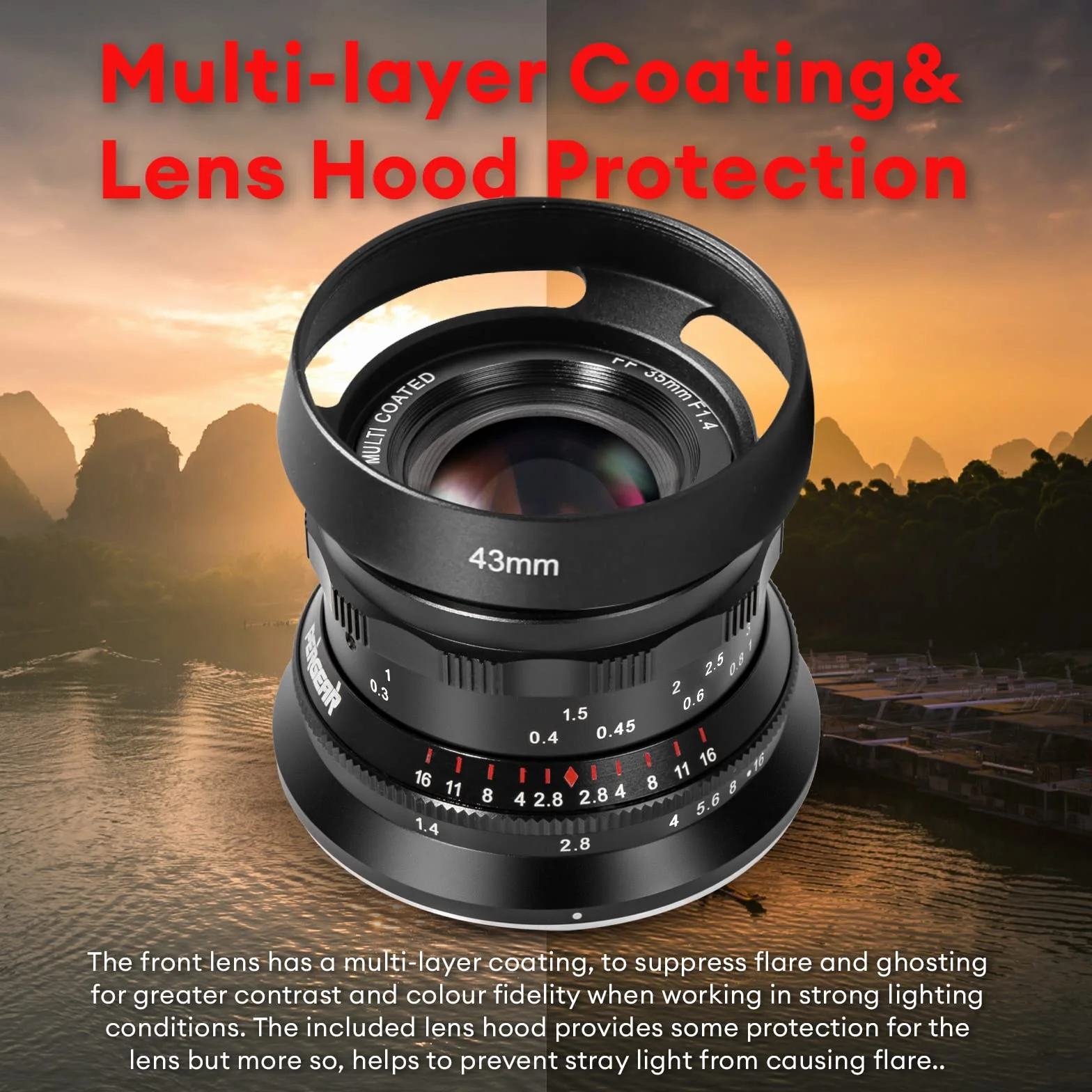 PERGEAR 35mm F1.4 Full-Frame Obiettivo con messa a fuoco manuale, compatibile con fotocamere Sony E-Mount A7RIII A7RIV A7S A7SII A7SIII A9 A7C A6400 A6000 A6600 A6100 A6500 A6300
