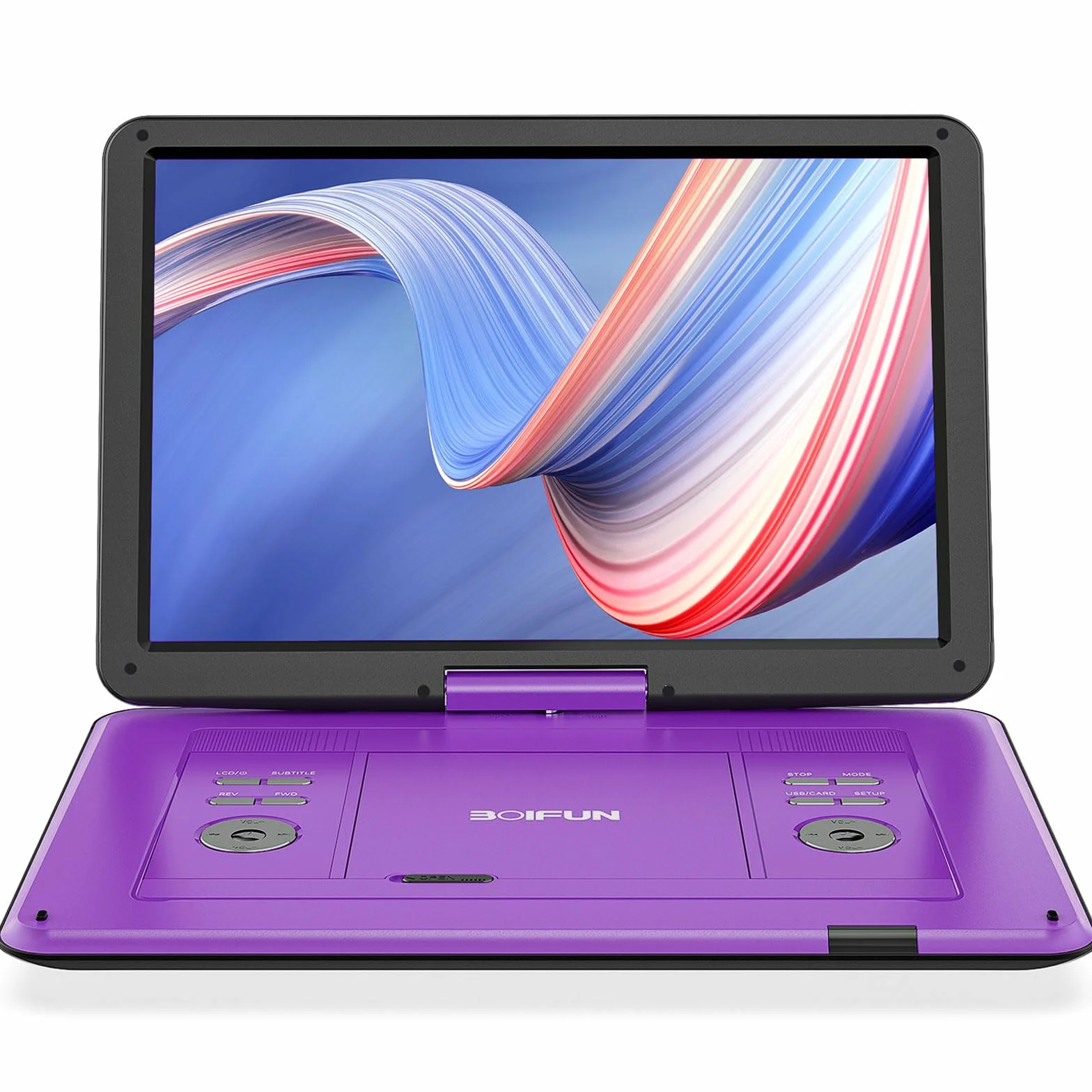 BOIFUN 17.5" Portable DVD Player with 15.6" Large HD Swivel Screen, 6 Hours Rechargeable Battery, Support USB/SD Card/Sync TV and Multiple Disc Formats DVD Player, High Volume Speaker, Purple
