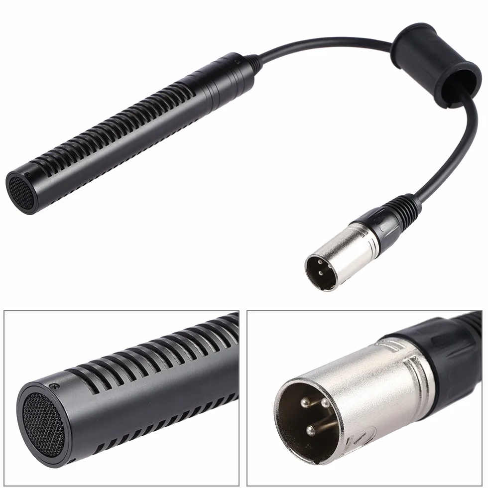 Andoer Microfono XLR Condensatore Stereo Microfono per Videocamera per Sony Panasonic Videocamera Intervista Registrazione VideoIntervista Registrazione Video