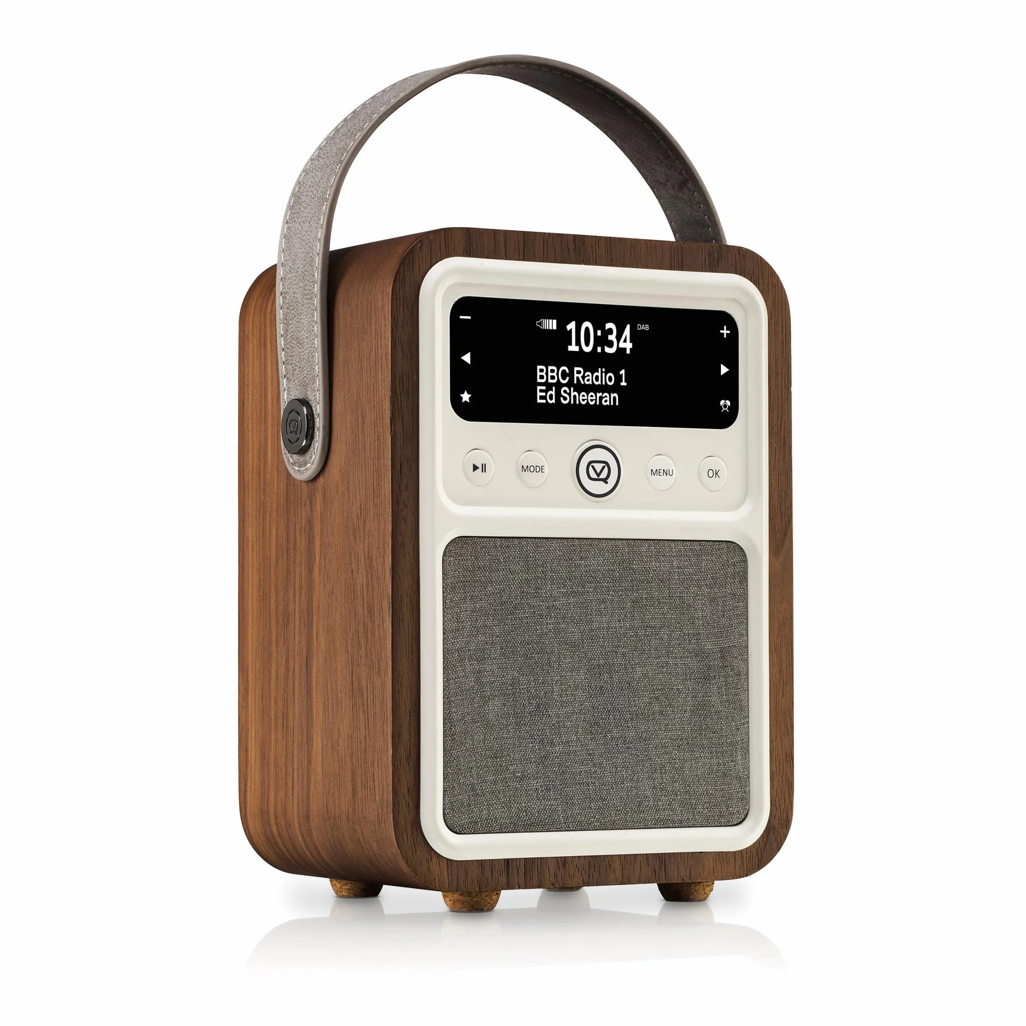 VQ Monty Radio DAB Plus/DAB con Cassa Bluetooth, FM e Radio Sveglia Funzione - Alimentata da Rete e Batteria Radio Portatile Vintage con Antenna, Presa Cuffie e Porta USB - Noce