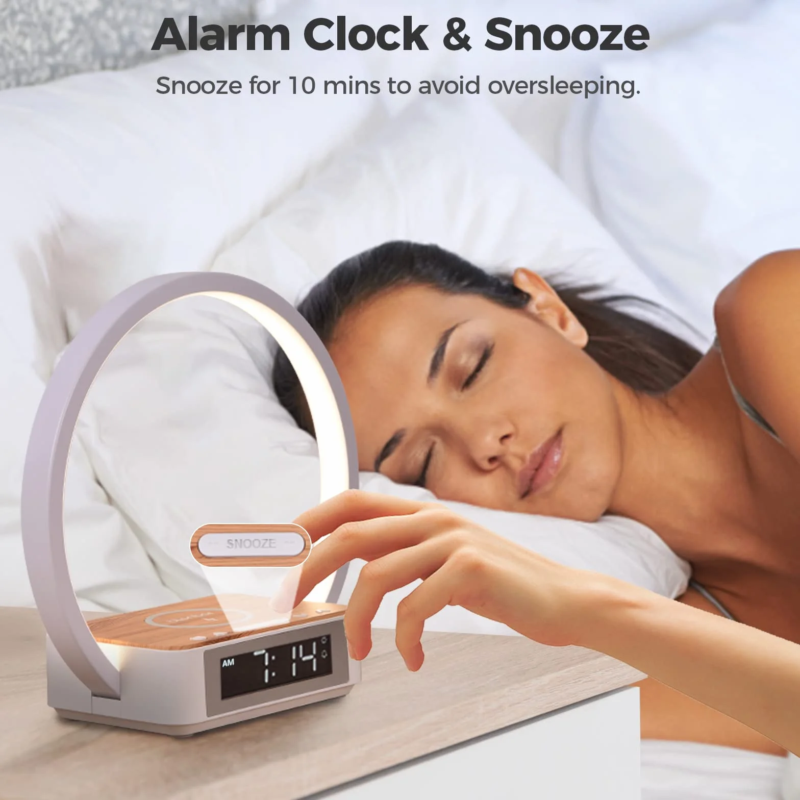 blonbar Lampada Da Comodino Con Caricabatterie Wireless Da 10 W, Luce Sveglia Con Controllo Touch Dimmerabile, Caricabatterie Wireless, 3 Livelli Di Luminosità Per Soggiorno Camera Da Letto