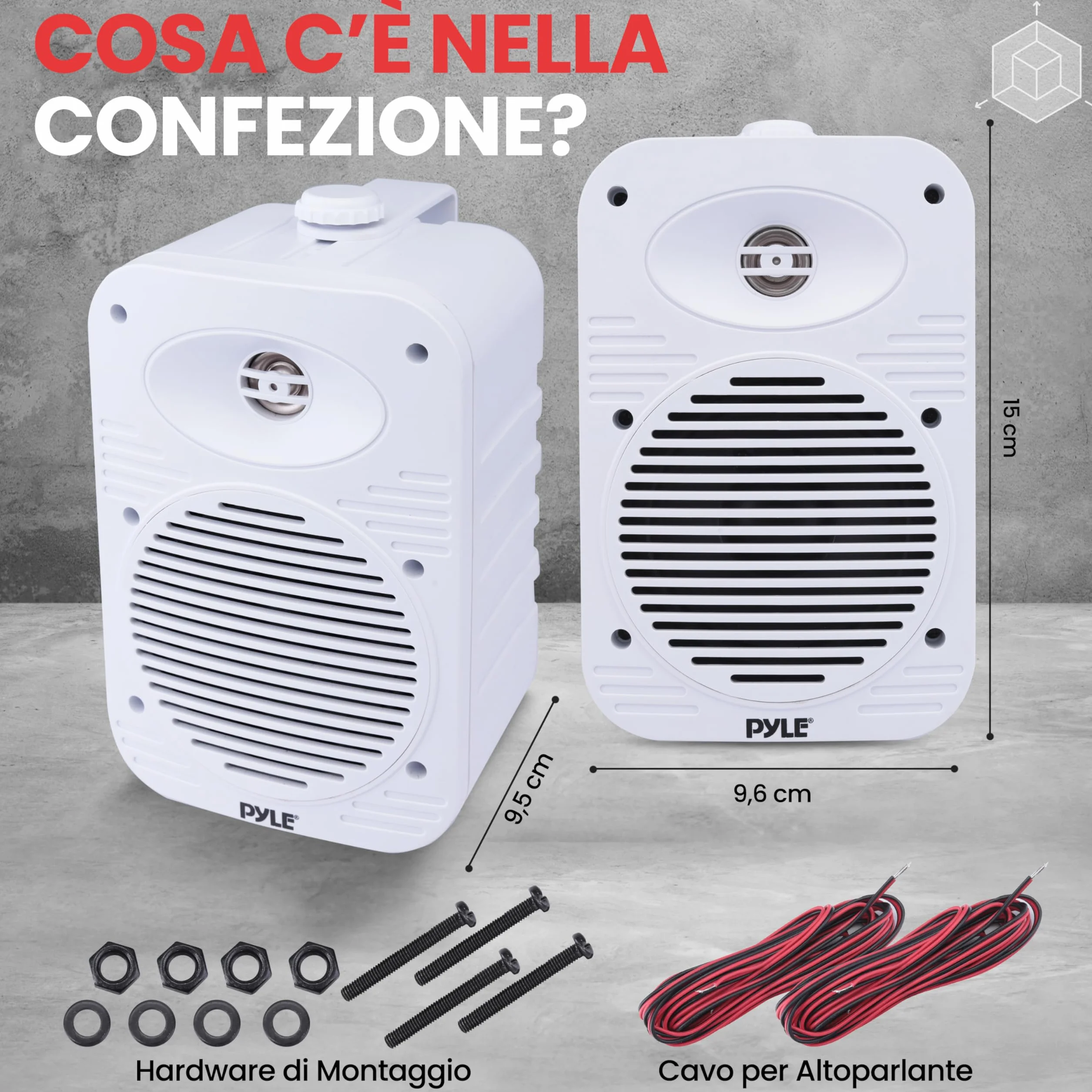 Pyle Altoparlanti 500 Watt 2 Vie Impermeabili 13 cm con Tweeter 1,3 cm Bianco