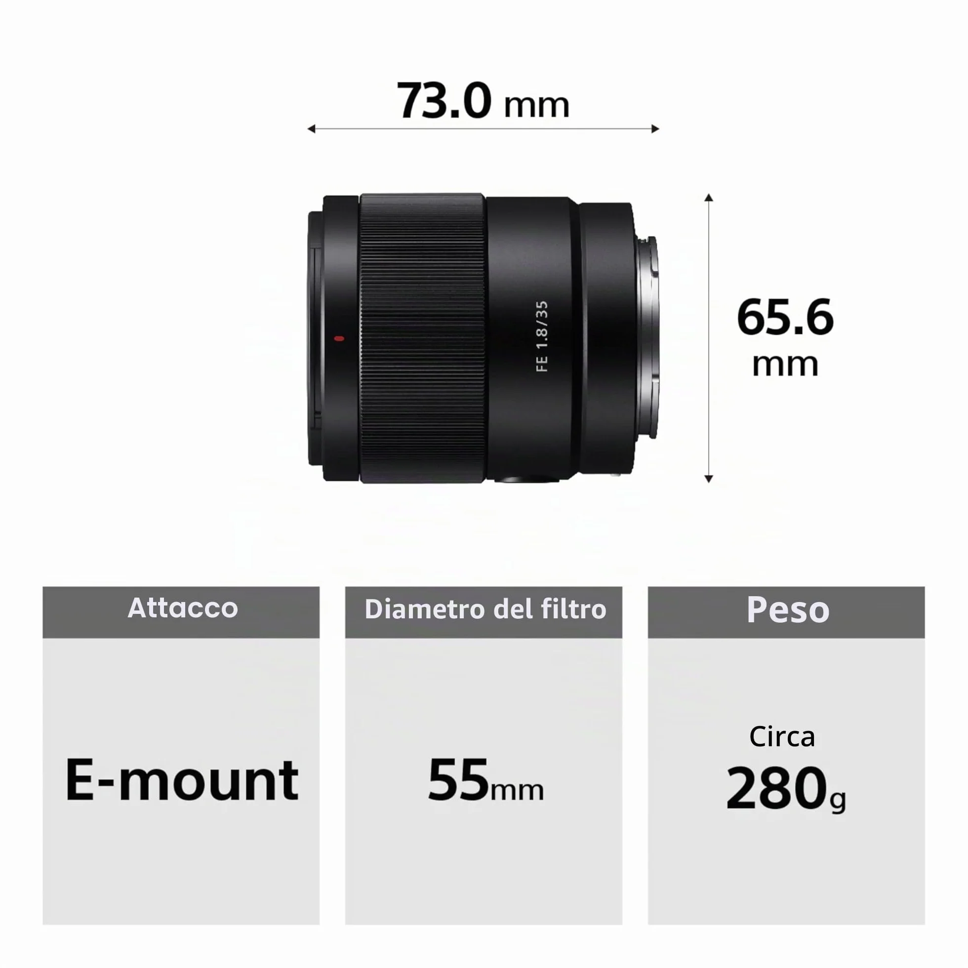 Sony SEL35F18F – 35mm f/1.8 Obiettivo Grandangolare (Full Frame, E-Mount, Leggero e Nitido, Ideale per Street e Reportage, Compatibile con Alpha 7/9/1)