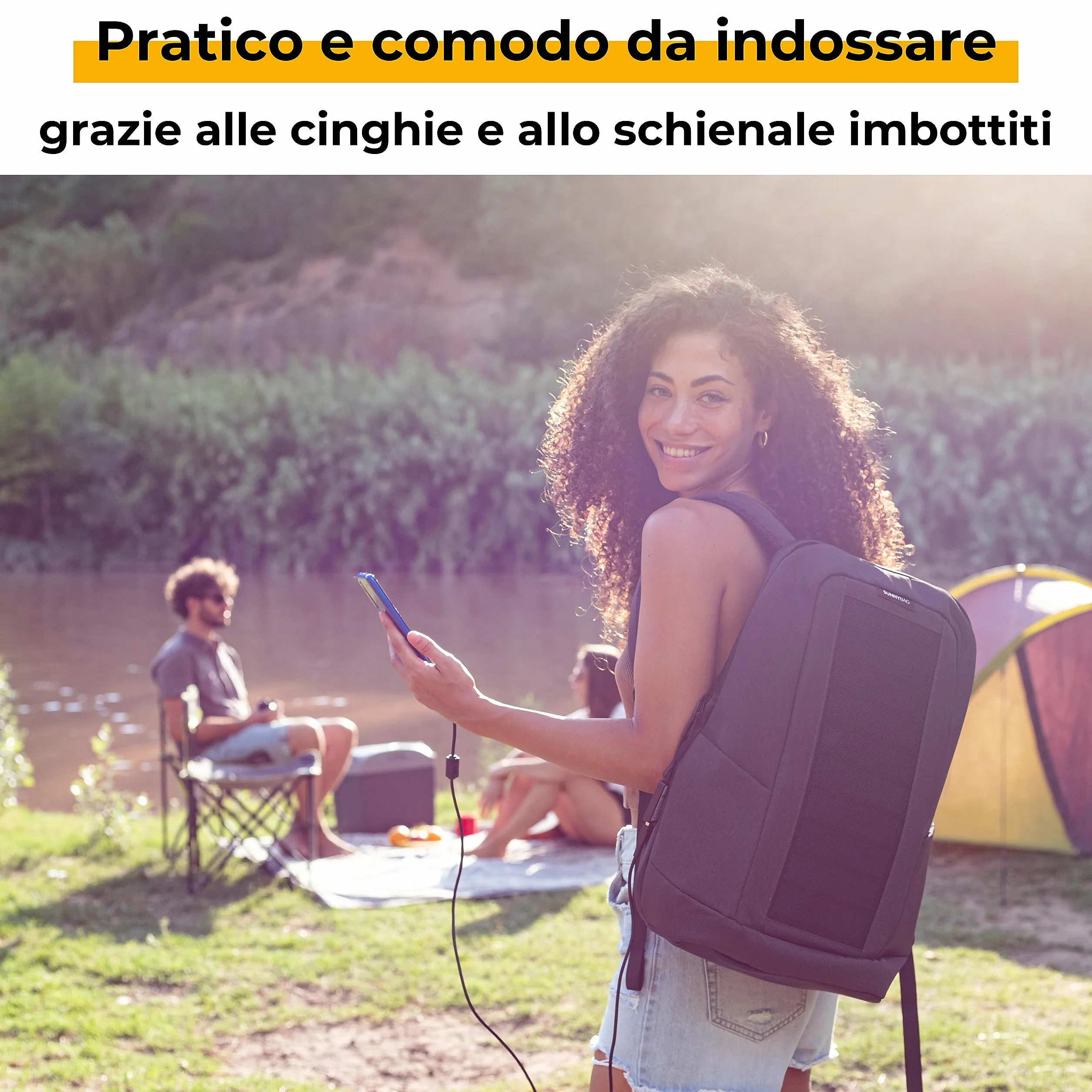 Sunnybag Iconic | Zaino solare con pannello solare integrato da 7 Watt | porta USB | ricarica wireless | scomparto per laptop da 17 pollici | 20 litri | tessuto riciclato idrorepellente | grafite