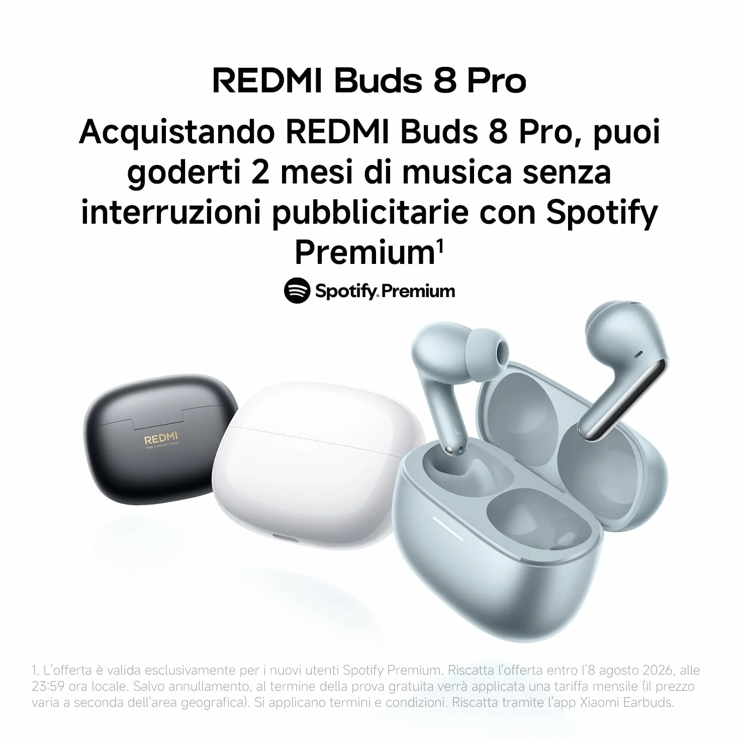 Xiaomi REDMI Buds 8 Pro, Bluetooth True Wireless, cancellazione attiva del rumore a 55 dB, triplo driver, suono Hi-Res HiFi, Dolby Audio, durata della batteria fino a 33 ore, Bluetooth 5.4, IP54, Nero