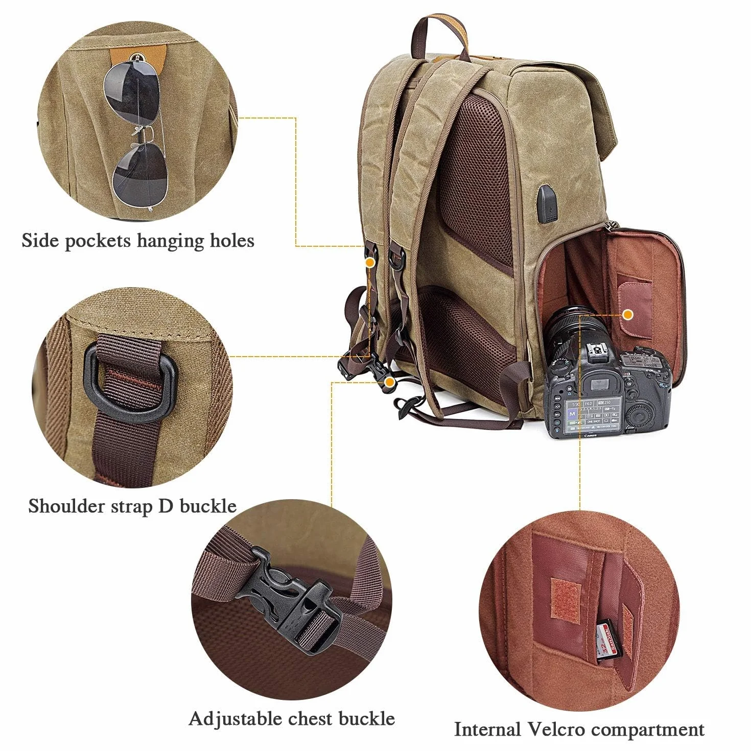 Zaino per fotocamere reflex impermeabile UBAYMAX borsa impermeabile DSLR antiurto 15,6 pollici borsa per computer portatile borsa da viaggio fotocamera per Canon Nikon Sony Olympus