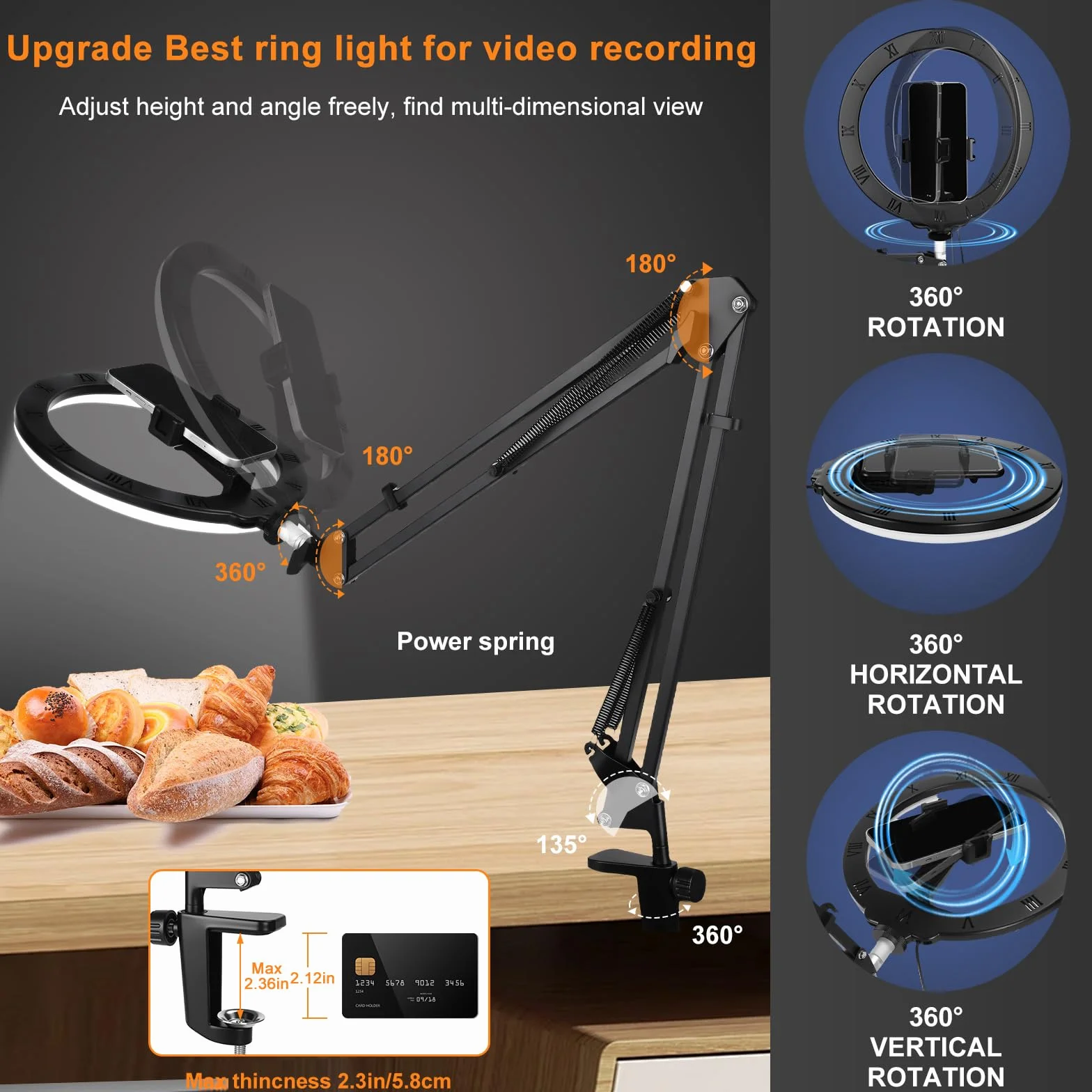 Luce Ad Anello LED,Ring Light Professionale,Ring Light Telefono,Rings Lights Con Supporto per Telefono,Ringlight Professionale Dimmerabile per Telefonos Tiktok Trucco Fotografia Youtube Video