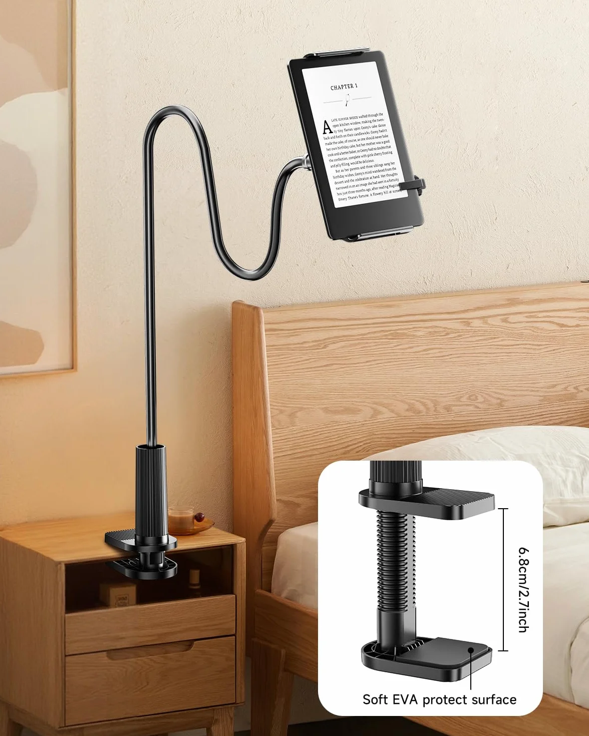 Supporto per Kindle con Telecomando per Girare Pagine, per Lettura Letto Scrivania, Nero
