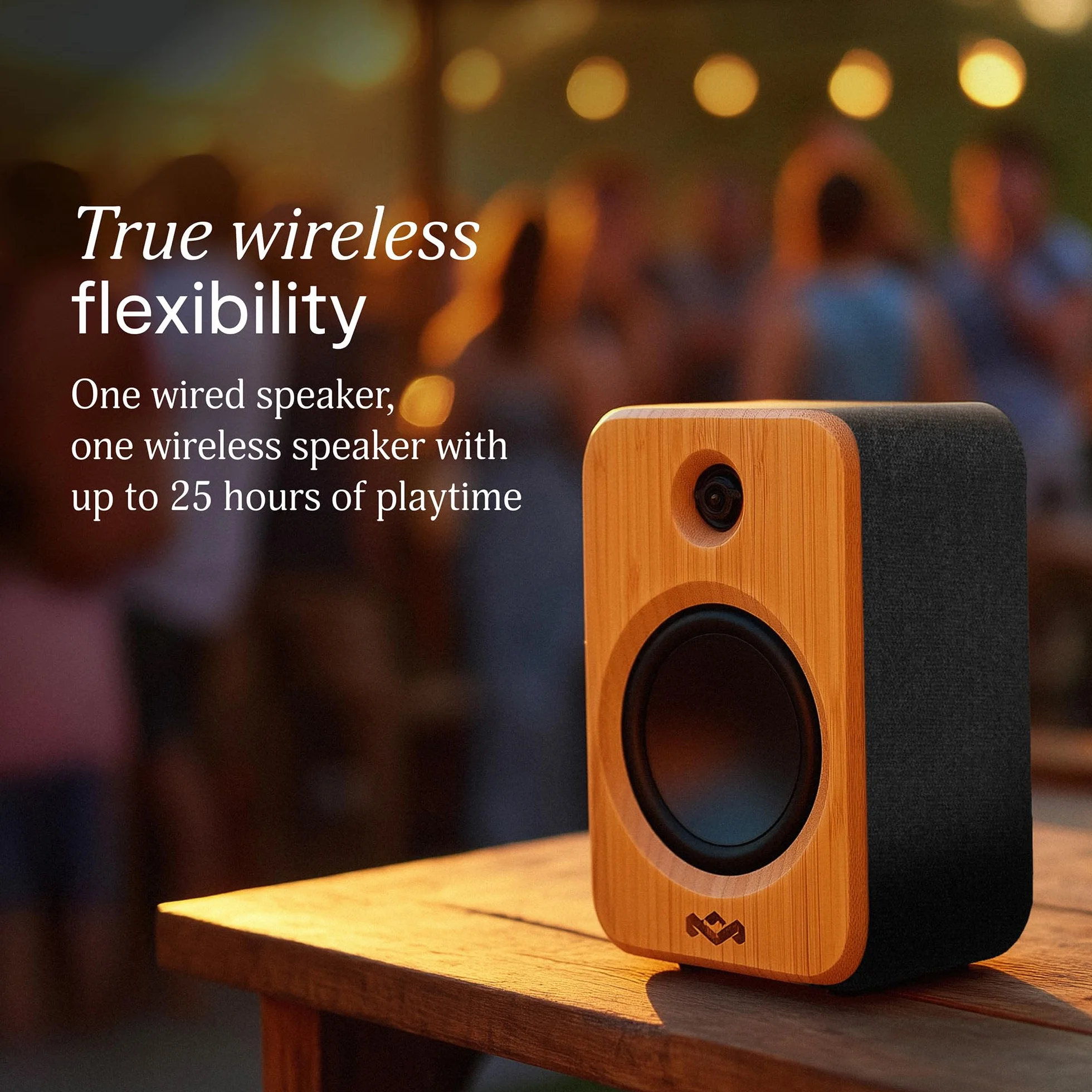 Marley House of Get Together Duo 2 Altoparlanti Attivi da Scaffale - 2x10W, 1 Portatile + 1 Fisso, Casse per Giradischi, Accoppiamento Bluetooth Stereo, Ingresso RCA/AUX, Design Sostenibile, Bambù