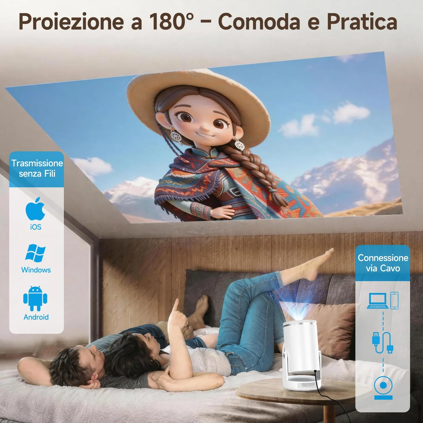【Messa a Fuoco Automatica】Proiettore 4k Magcubic HY320pro - Risoluzione Nativa 1080p, 400 ANSI, Contrasto 10000:1, Wi-Fi 6 e Bluetooth 5.4, Correzione Trapezoidale per casa e ufficio