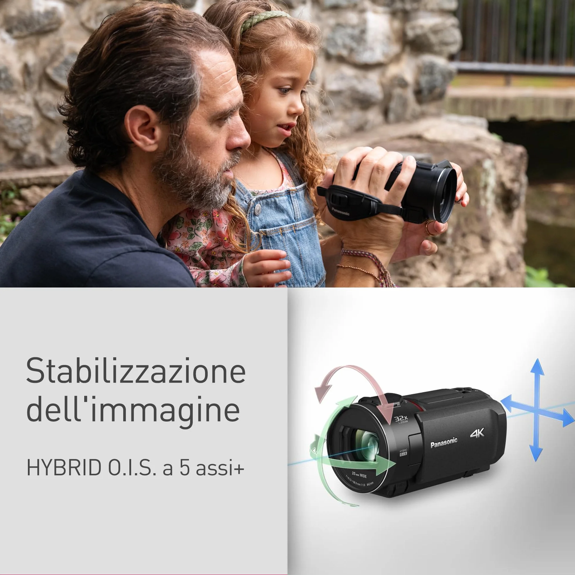 Panasonic HC-VX3E-K Videocamera Compatta Ultra HD 4K, Grandangolo 25 mm, Zoom ottico 24x, 4K Cropping, Nero