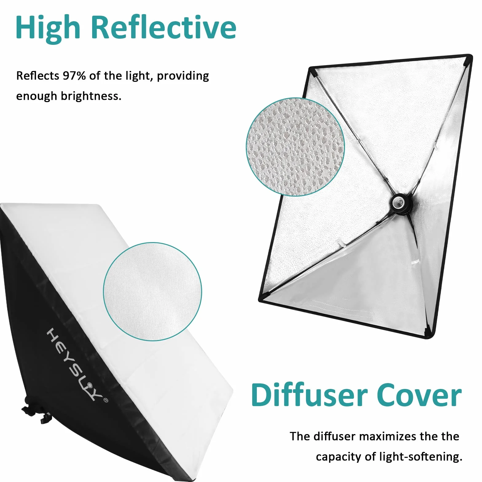Softbox Fotografico 50x70cm con Lampadina 150W 5500K e Presa E27, Soft Box Kit per Fotografia di Ritratto, Riprese Video, Streaming Live