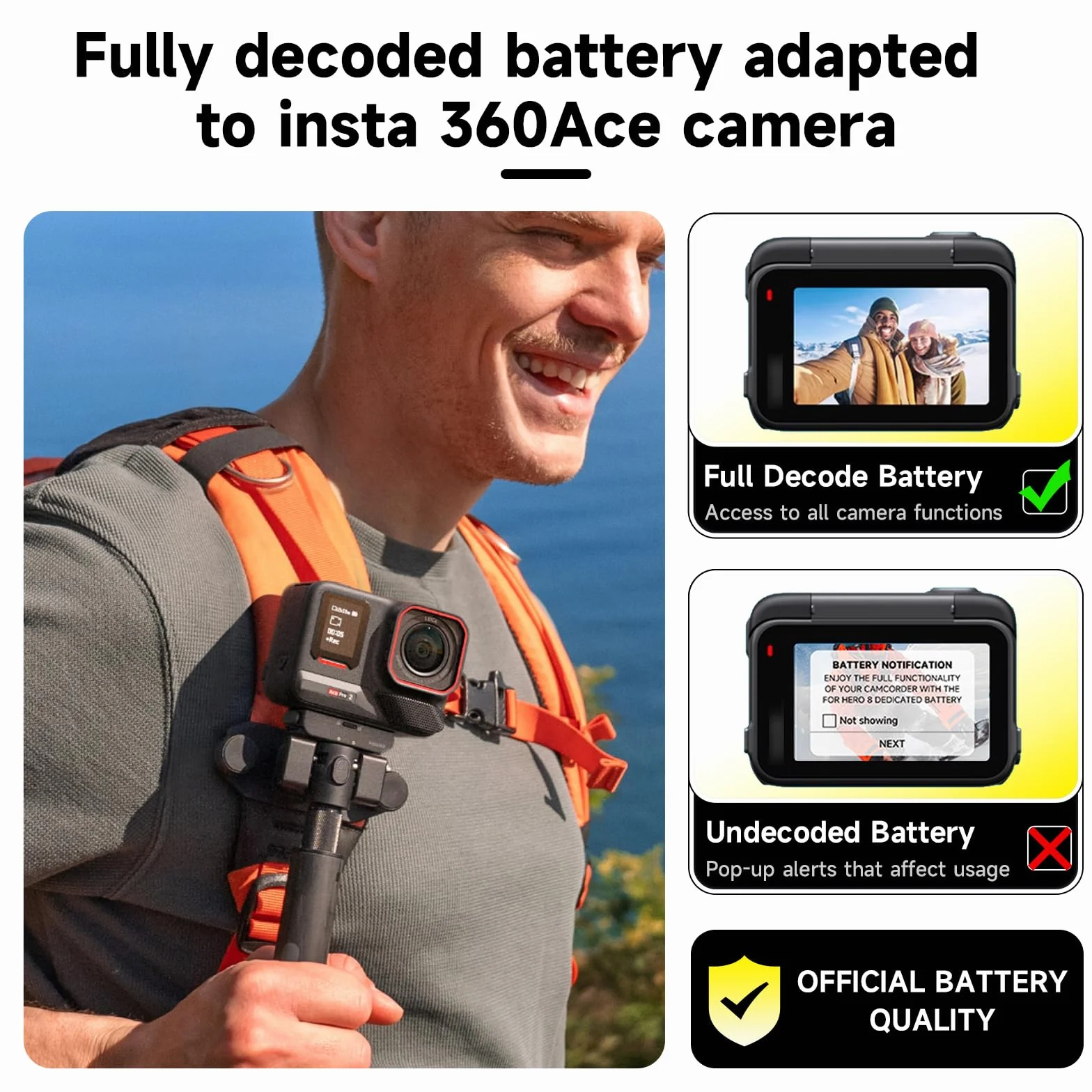 CITYORK [Confezione da 3] 2400mAh Batteria per .Insta-360. Ace/Ace Pro/Ace Pro 2 Batteria di ricambio, Batteria ricaricabile di Accessori per fotocamere sportive, Alta capacità, Facile ricambio