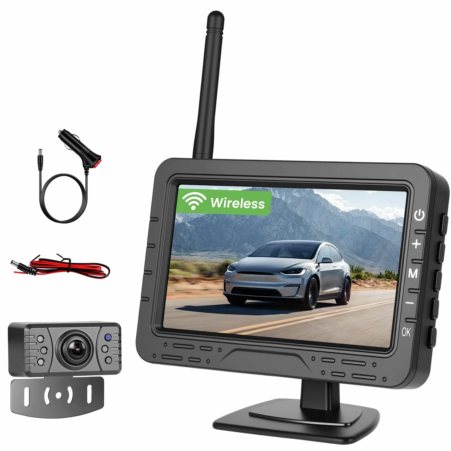 Telecamera di retromarcia wireless IP68 impermeabile con visione notturna, camera grandangolare con monitor display TN da 4,3 pollici, dispositivo di visione notturna ad alto rendimento