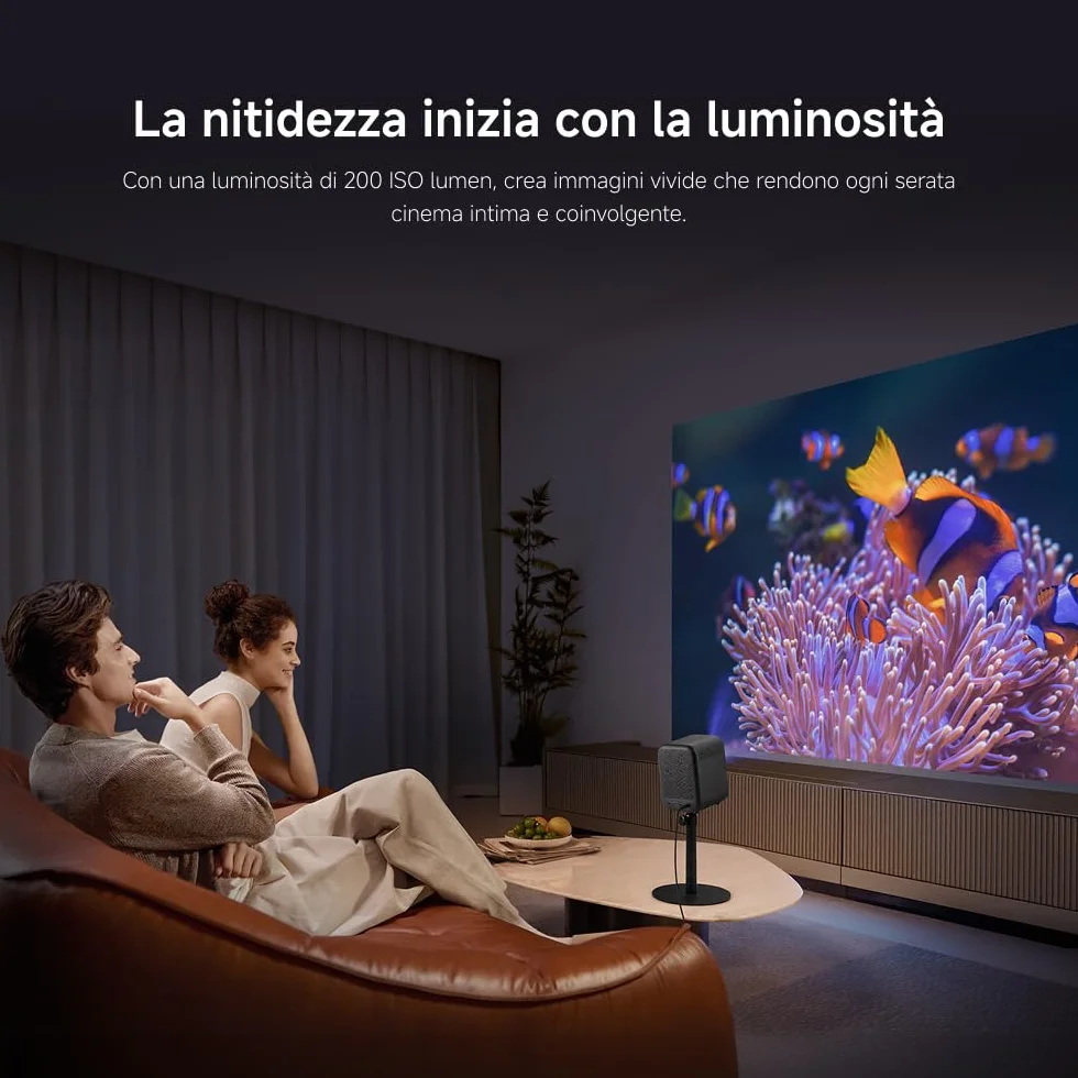 Xiaomi L1 Proiettore Intelligente 1080P con Google TV & Netflix, Proiettore Portatile Home Cinema, Autofocus & Keystone, HDR10/HLG, Schermo 120", WiFi 5G Bluetooth, Audio Dolby