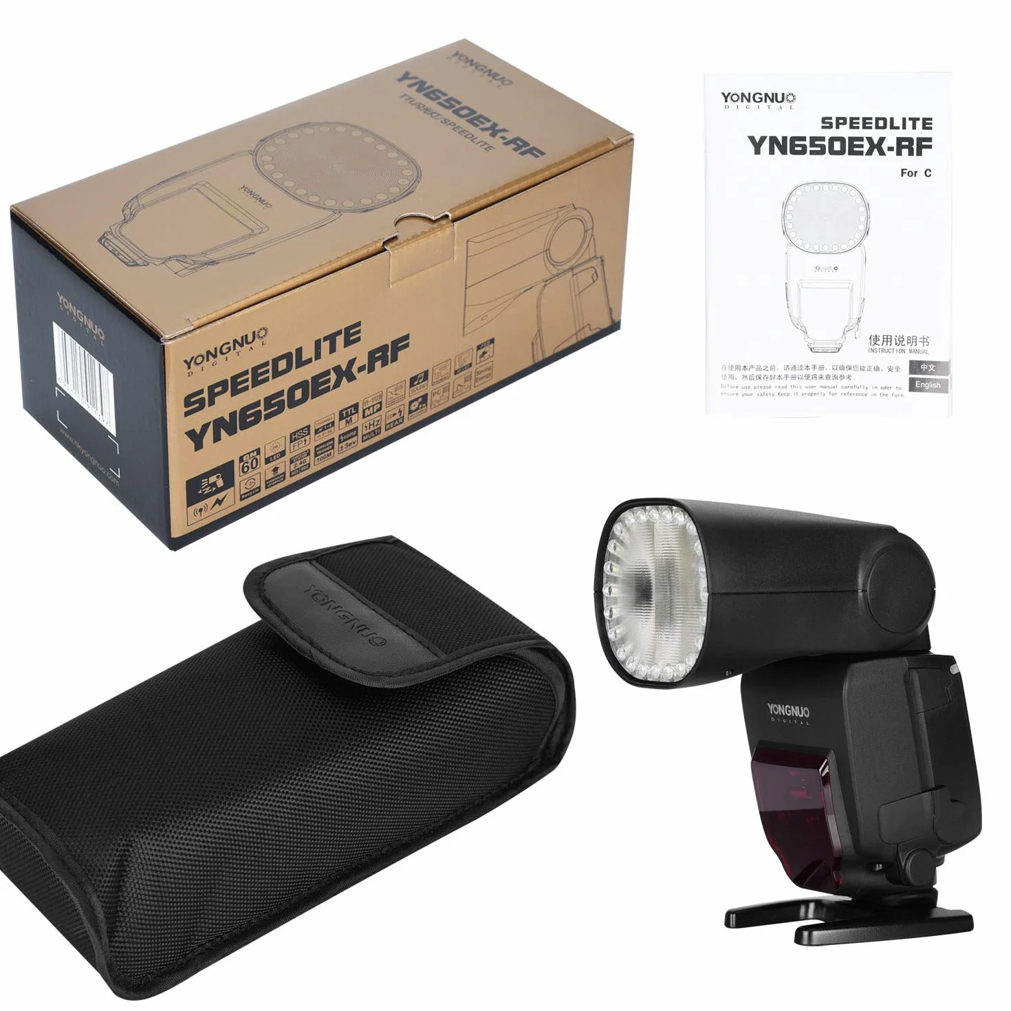 Yongnuo YN650EX-RF Flash Speedlite, GN60 24 pezzi LED perline TTL HSS, flash master slave con sistema RF 2.4G integrato, per fotocamera Canon DSLR