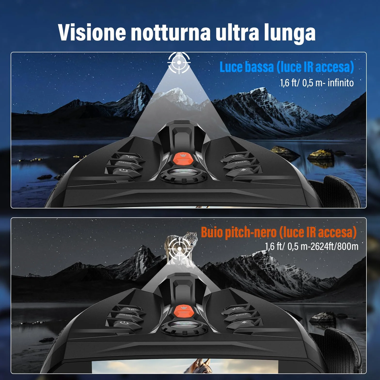 Visore Notturno, Display HD Da 4" Binocolo Visione Notturna 4K, Zoom Digitale 10X Visione Notturna 800M, 5000mAh Binocolo Visore Notturno a Infrarossi Da 5 W Per Il Campeggio, Caccia