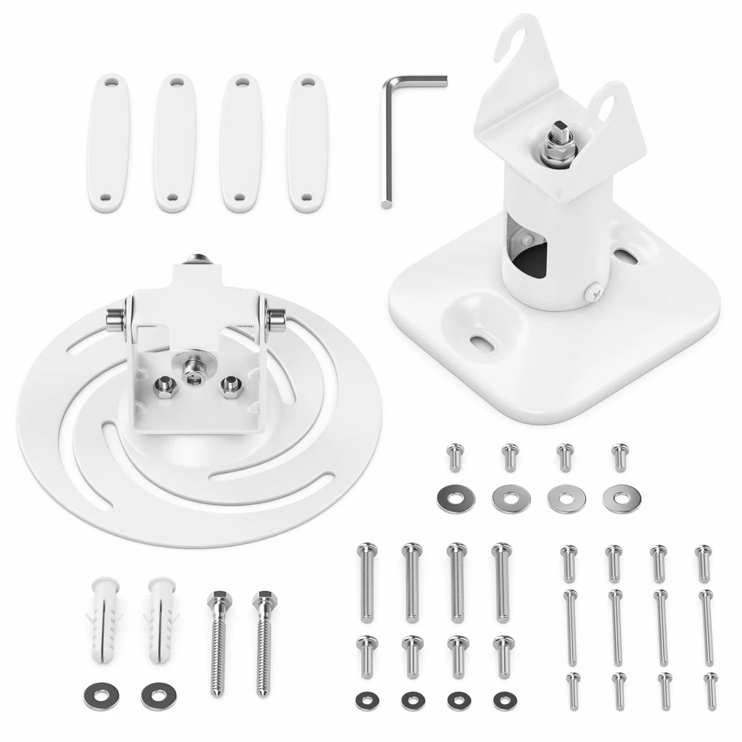 deleyCON Universal Beamer Supporto per Proiettore a Soffitto +-25° Inclinabile 360° Orientabile Resistente Fino a 15kg Supporto a Soffitto 215mm - Bianco