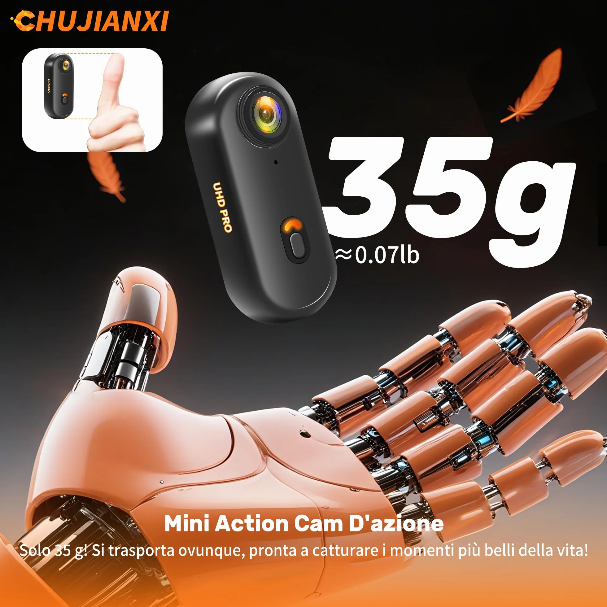 2026 nuovamente migliorata Action Cam 4K (64GB),Body Cam WiFi,Casco Cam Portatile,Fotocamera Indossabile per Casco,Videocamera da Pollice Sott'acqua 30 m,Bodycam POV per Moto Bici Sci Surf Alpinismo