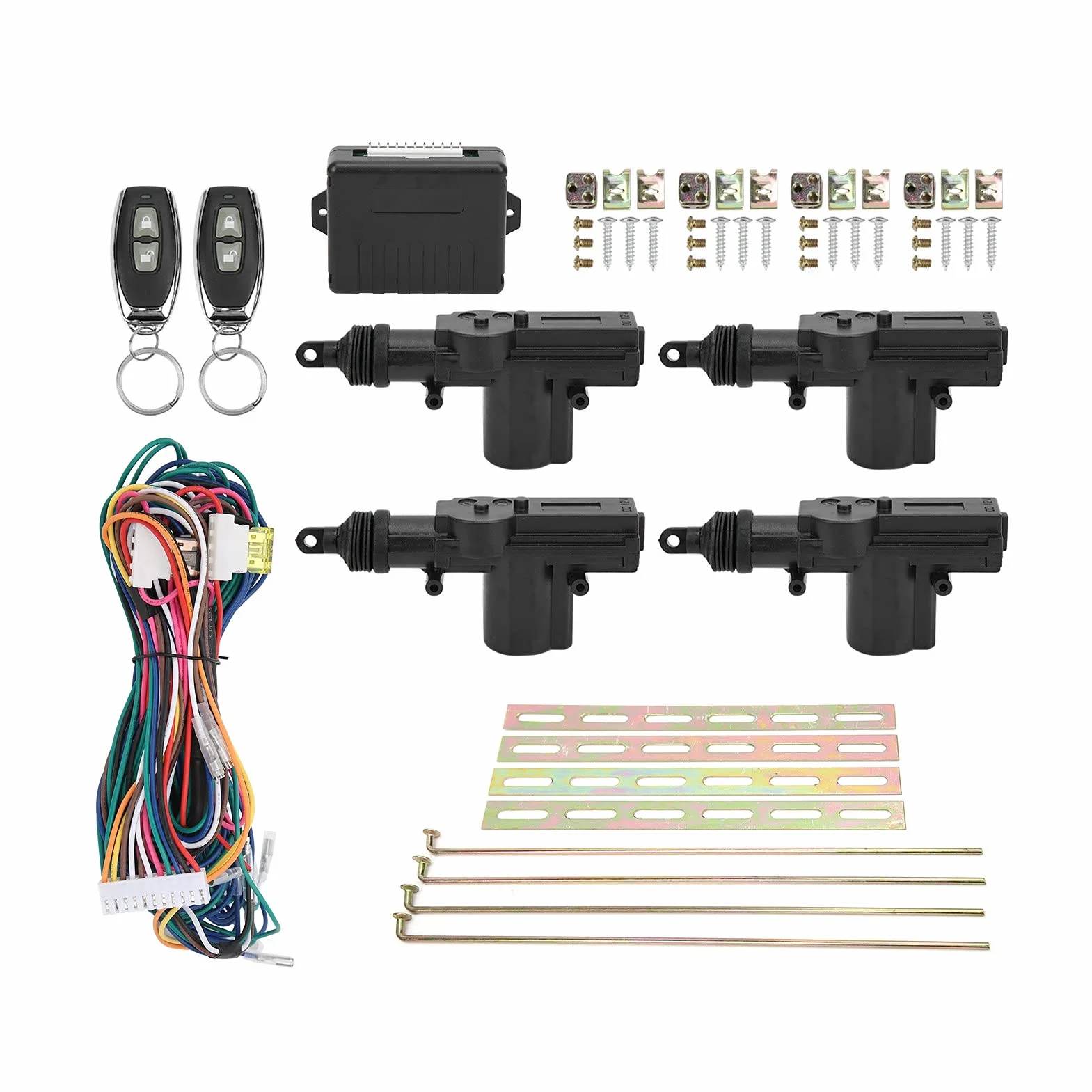 Aramox Kit Chiusura Centralizzata, Kit Centrale Remota Telecomando di Accesso Senza Chiave 12V con Indicatore LED con 2 Controller