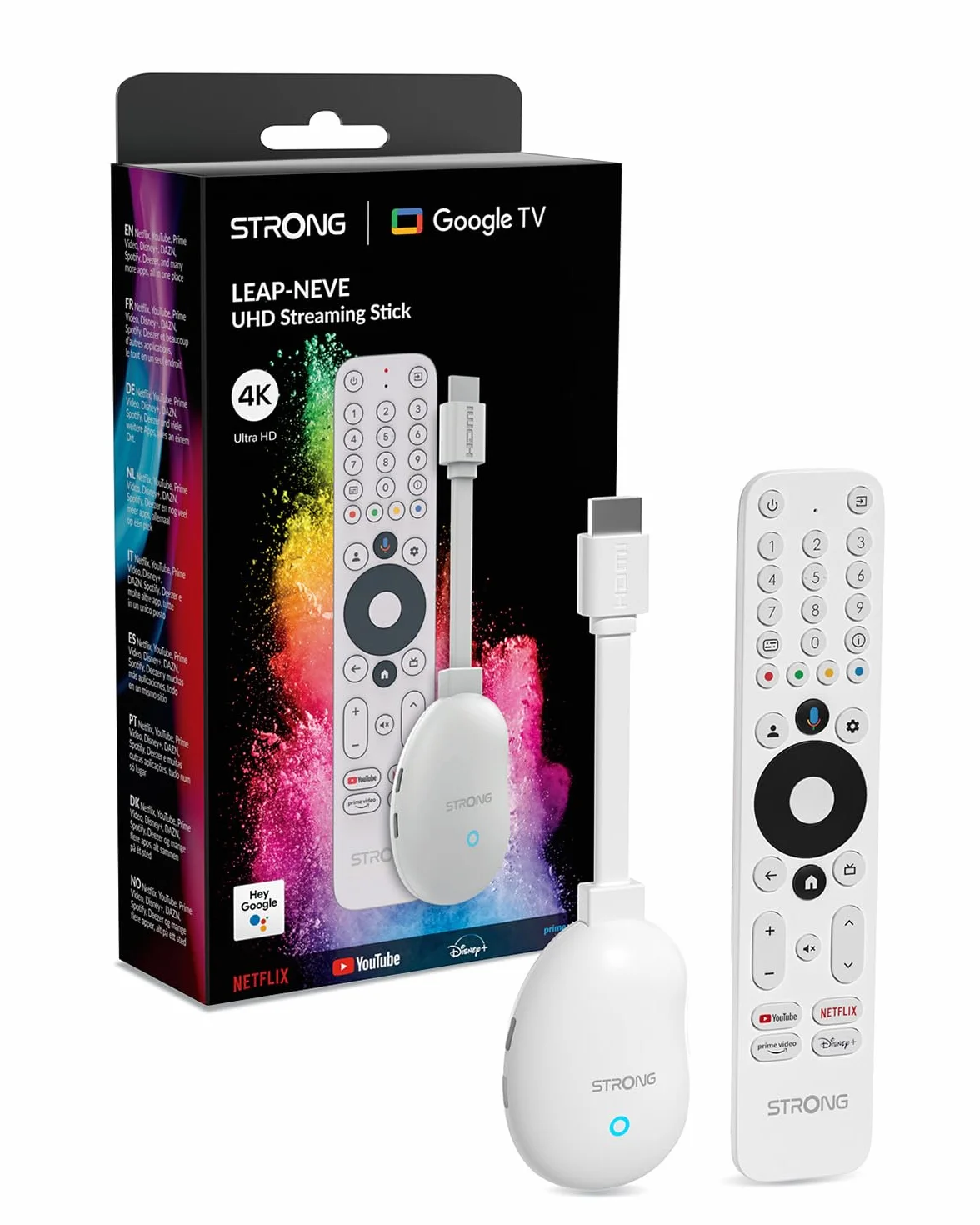 STRONG LEAP-NEVE Streaming Stick 4K UHD con Porta Ethernet, Dolby Vision & Dolby Audio, 2GB RAM + 8GB Memoria, Wi-Fi 6, Android 12, HDMI 2.1
