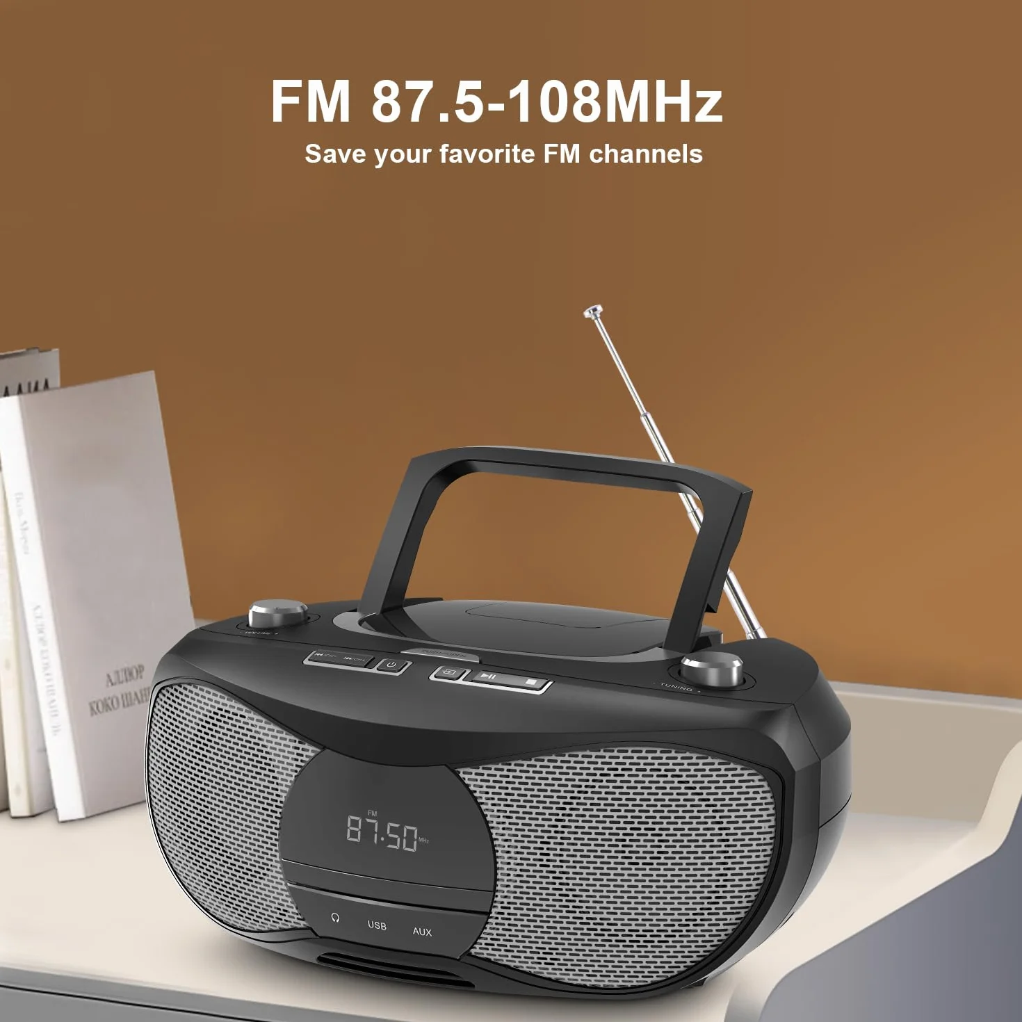LONPOO Lettore CD portatile, lettore CD compatibile con CD-R/RW/WMA e MP3, lettore CD Bluetooth 5.3, USB, CA/Batteria