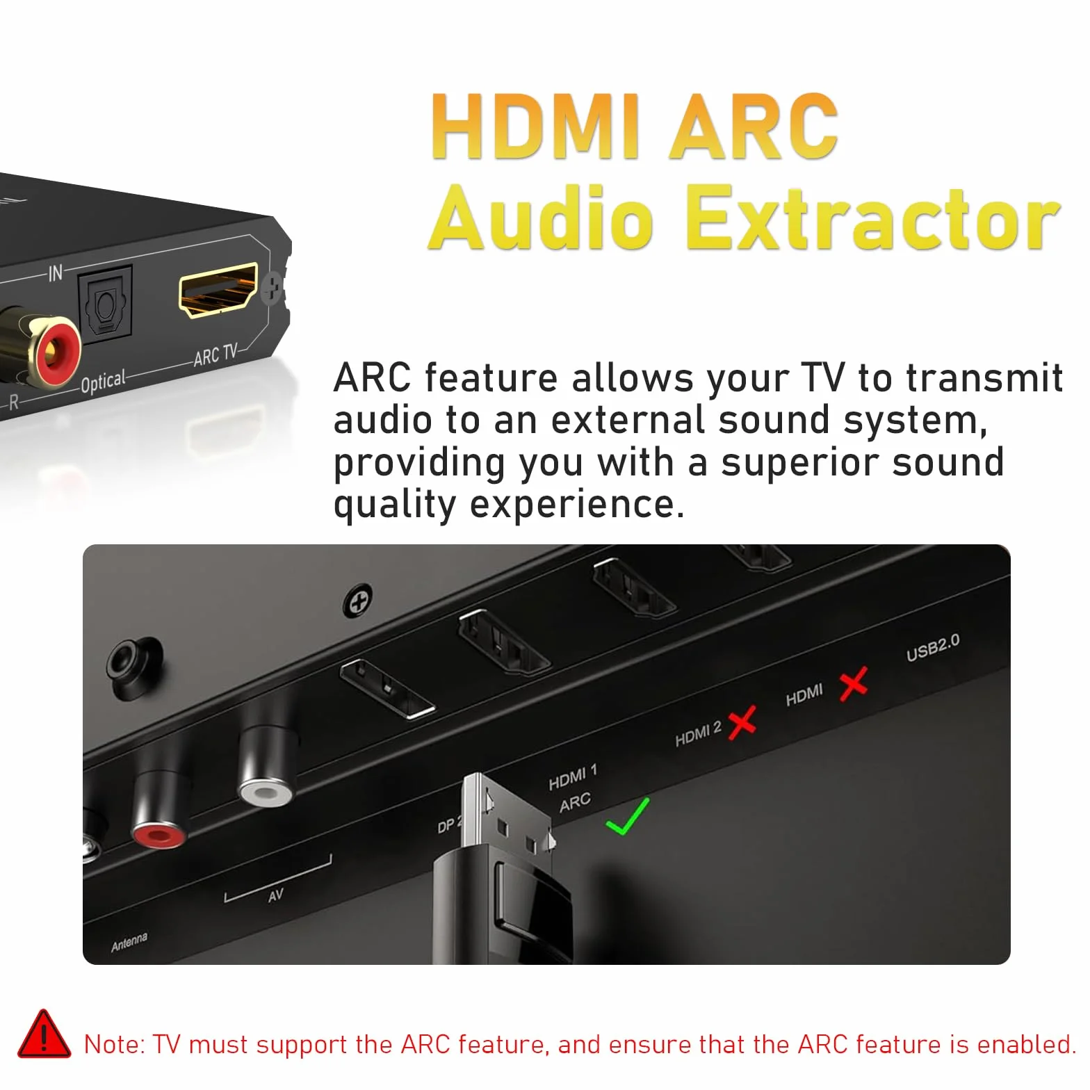 Tendak 192KHz ARC Audio Extractor HDMI ARC Ottico RCA L/R a HDMI Ottico RCA L/R 3.5mm Stereo