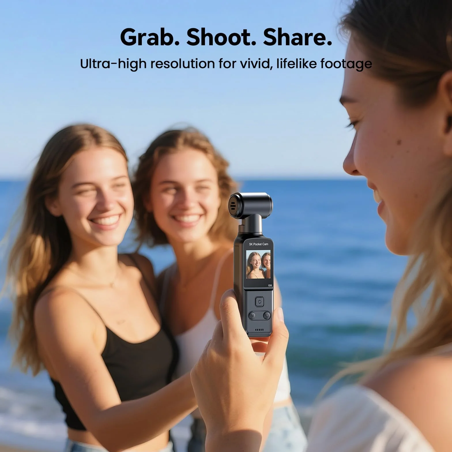 BOBLOV Fotocamera 5K Body con microfono, fotocamera W5 Vlogging, 5K/15FPS e 4K/60FPS con obiettivo rotante a 270°, supporto microfono esterno, opzioni clip/cinghia, stabilizzazione EIS per riunioni e
