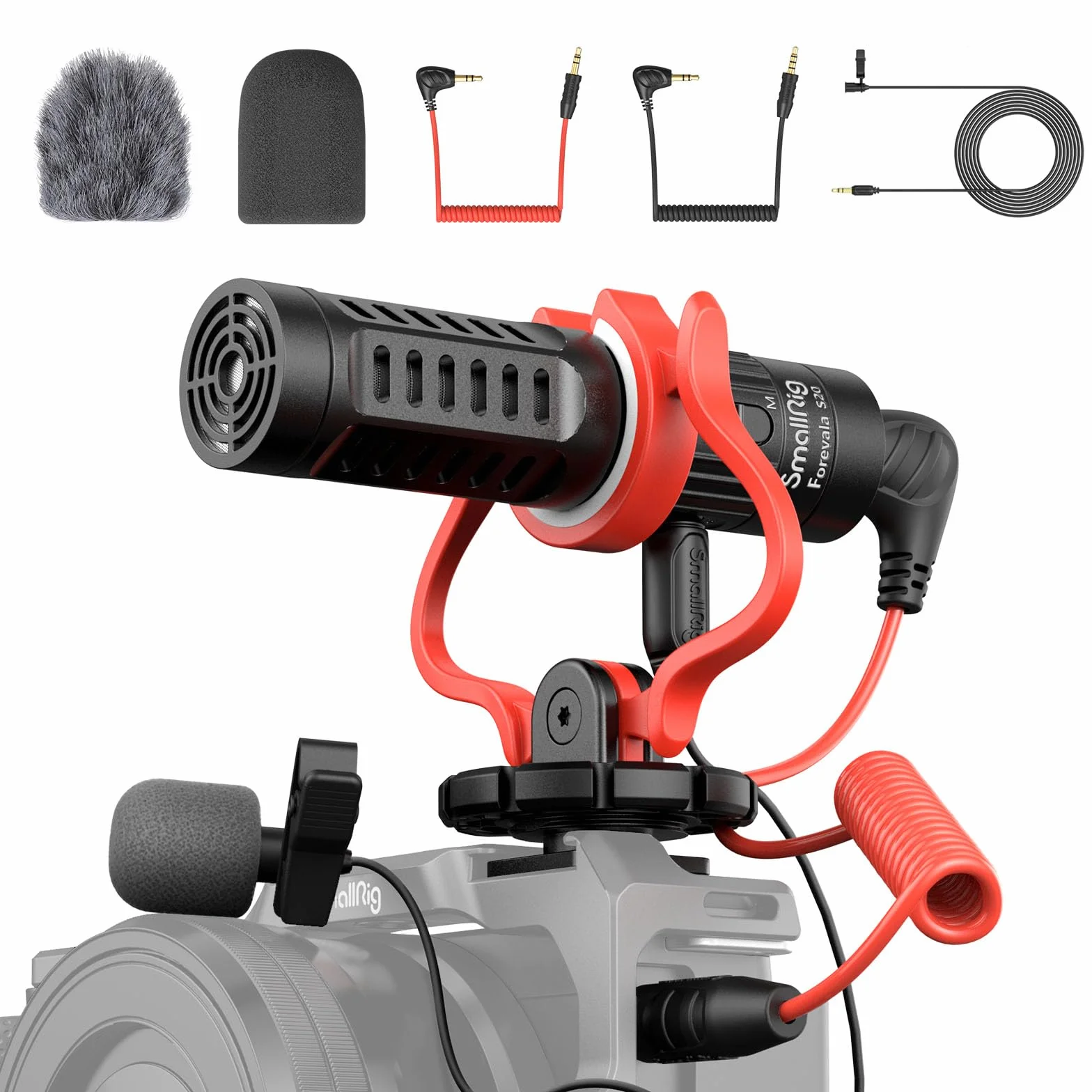 SMALLRIG On-Camera Microphone Microfono per Fotocamera, Video Microfono con Design Stereo Professionale per Fotocamere e Videocamere DSLR - 3468