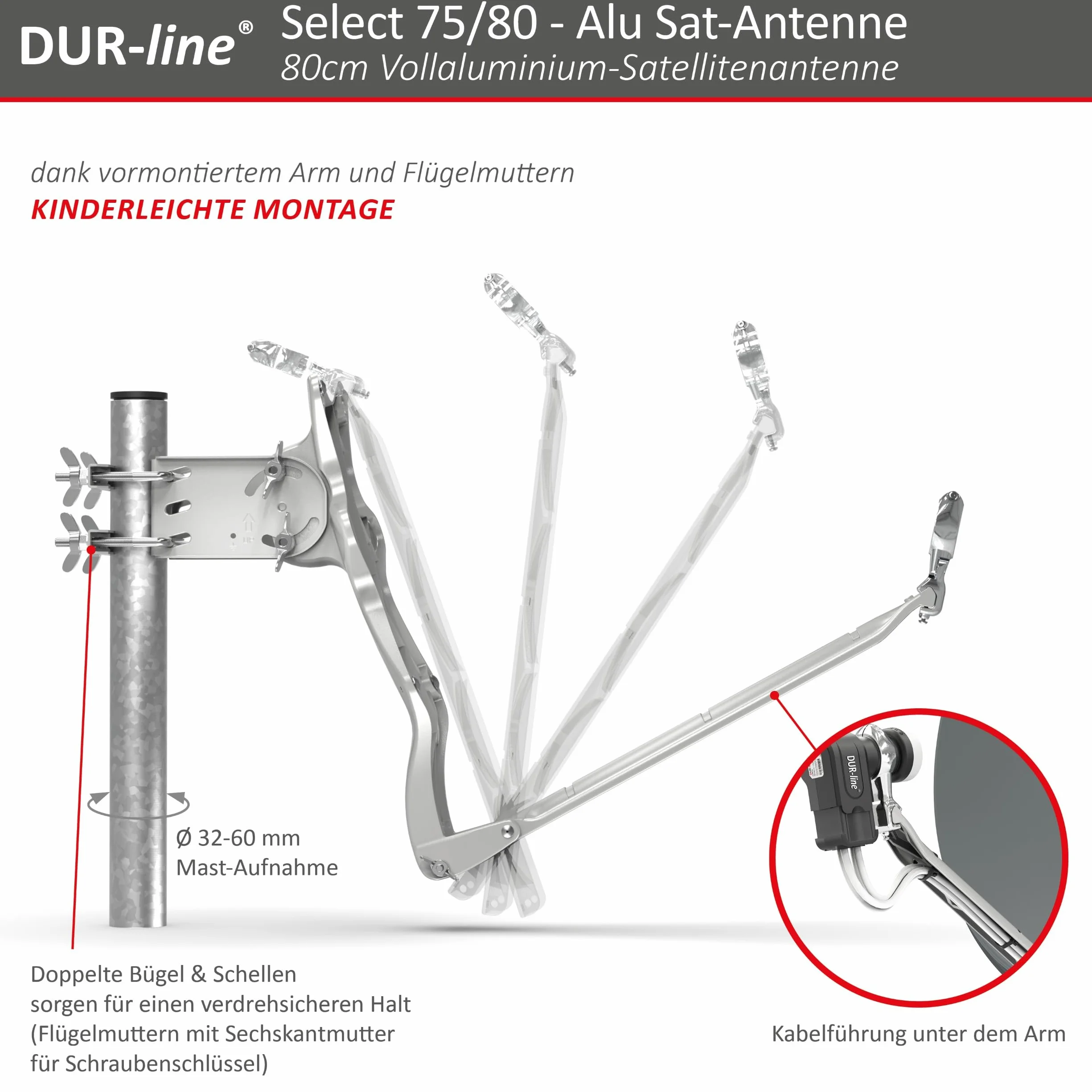 DUR-line Set antenna satellitare Select 75/80 [LNB, commutatore]