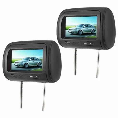 KIMISS Car Player, 2 Pezzi 7 in Controllo Poggiatesta Regolabile Lettore Video LCD Display MP5 Nero