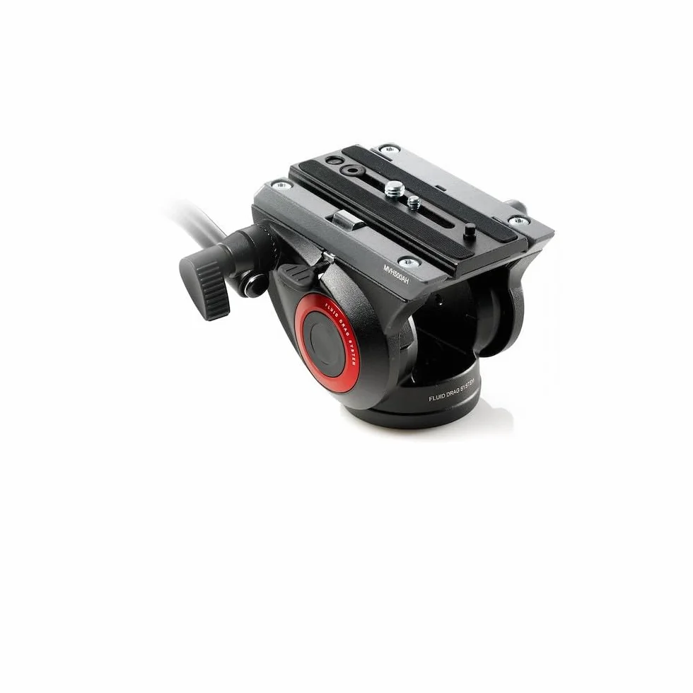 Manfrotto MVH500AH Testa Video con Base Piatta, 1 Leva Fissa, Alluminio, Nero