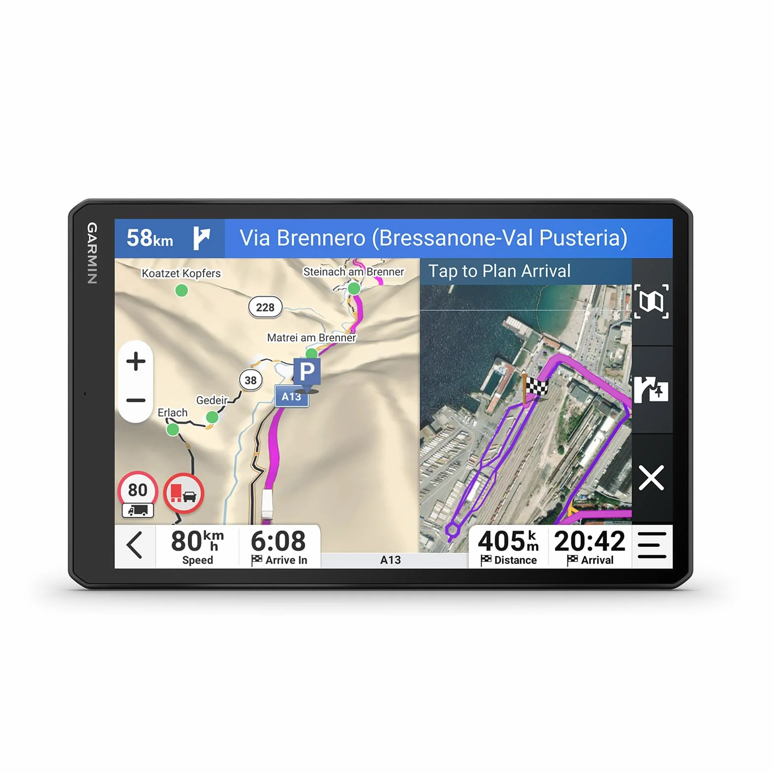 Garmin dēzl LGV720, Navigatore per Camion, GPS, Display da 7", Mappa Europa, Avvisi Meteo, Velocità del Vento, Foto satellitari della destinazione, Percorsi popolari, Traffico Live