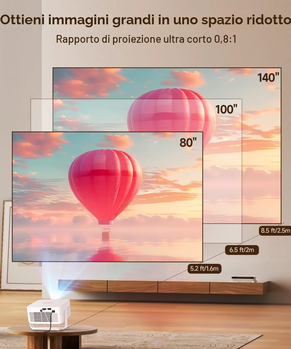 Magcubic Proiettore HY300max, Mini Proiettore 4K & 8K Supporta – Videoproiettore con WiFi 6, BT 5.4, 260 ANSI, Autofocus e Correzione Trapezoidale Automatica per Home Cinema, Ufficio e Campeggio