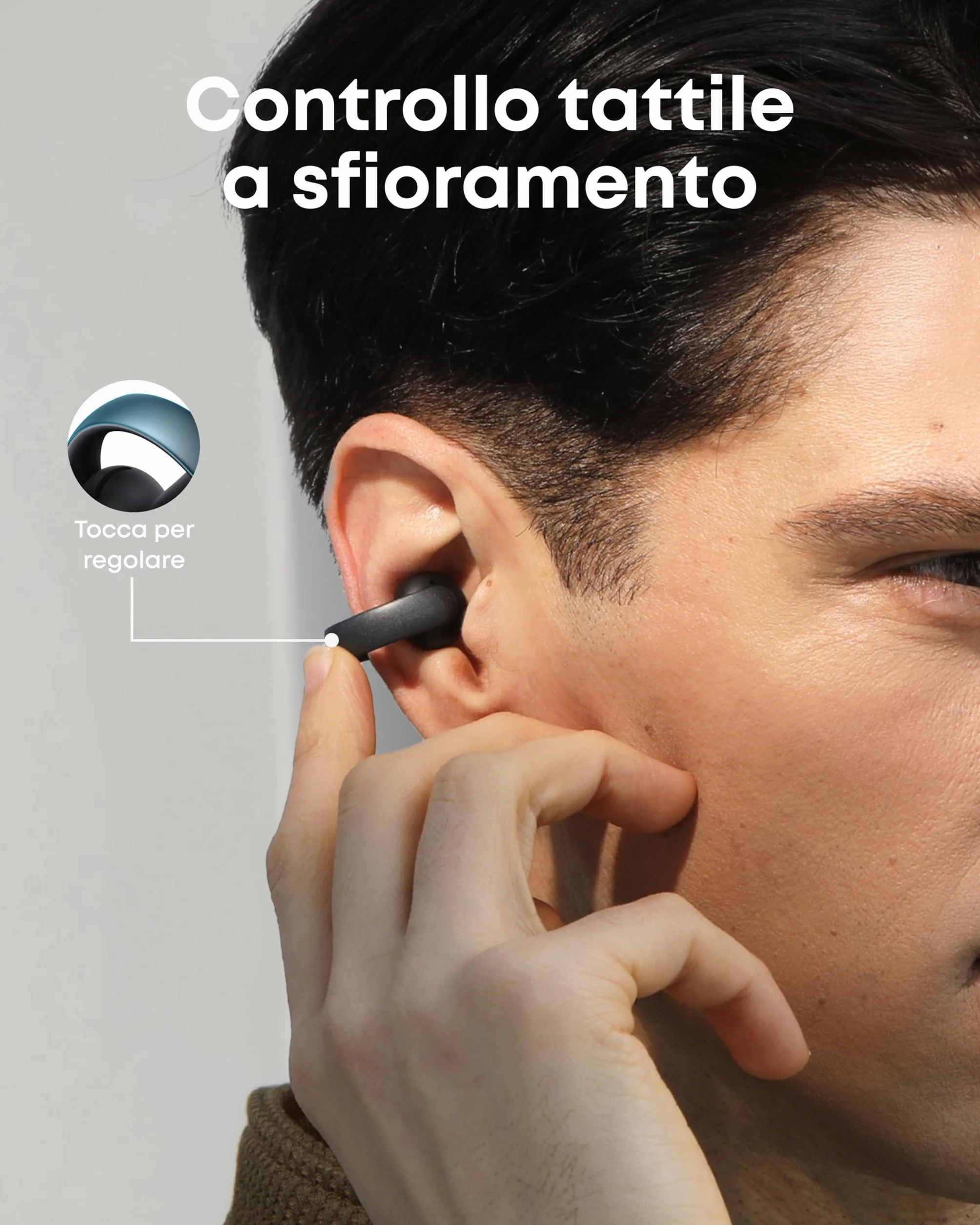 soundcore AeroClip by Anker, Auricolari Open-Ear, Cuffie Clip-On, Comfort Adattivo, Chiamate Chiare con 4 Microfoni e AI, Adattamento Stabile, Driver da 12mm per Suono Nitido, Design a Anello Aperto