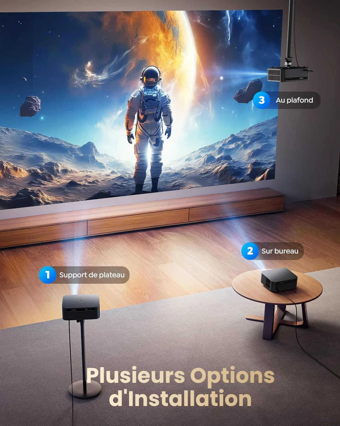 Proiettore【1500 ANSI/Google TV】Netflix Incluso Proiettore 4K Support, Autofocus/Keystone Nativo 1080P Smart Videoproiettore Full HD WiFi Bluetooth con Controllo Vocale Remoto per Home Cinema