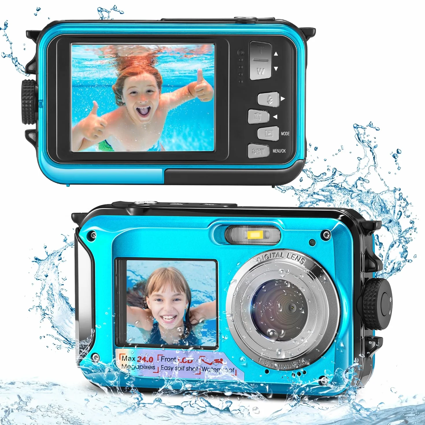 Fotocamere compatte Macchina fotografica digitale macchina fotografica digitale impermeabile Full HD 2.7K 48MP Zoom 16X Impermeabile Impermeabile Dual Kids Vibrationproof