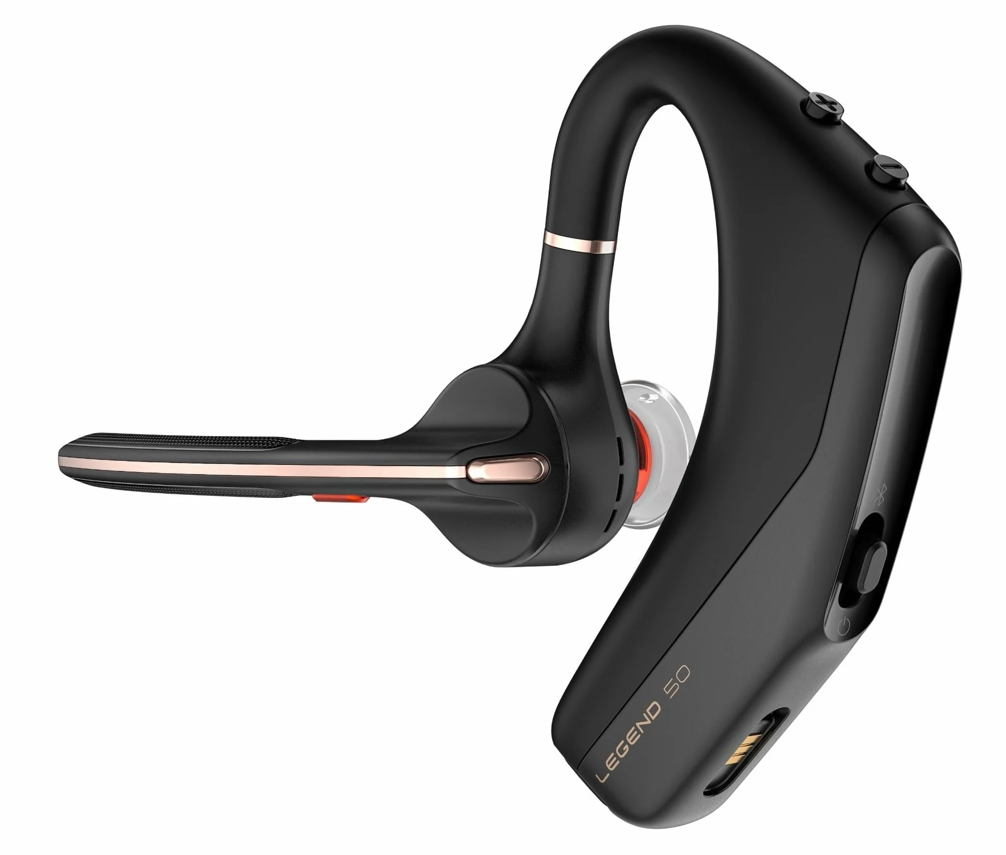 Poly Voyager Legend 50-M Headset UC con quattro microfoni, cancellazione del rumore, tecnologia Poly Noise Block, custodia di ricarica portatile, sensori intelligenti, comandi rapidi