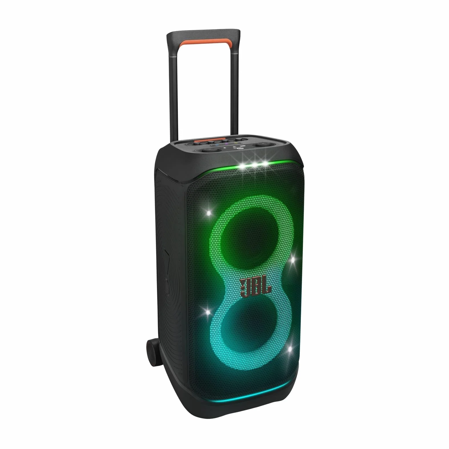JBL PartyBox Stage 320 Speaker Wireless Bluetooth Portatile con Effetti di Luce, Cassa Altoparlante Impermeabile IPX4, 2 Ingressi per Microfono e Chitarra, USB, fino a 18 h di Autonomia, Nero