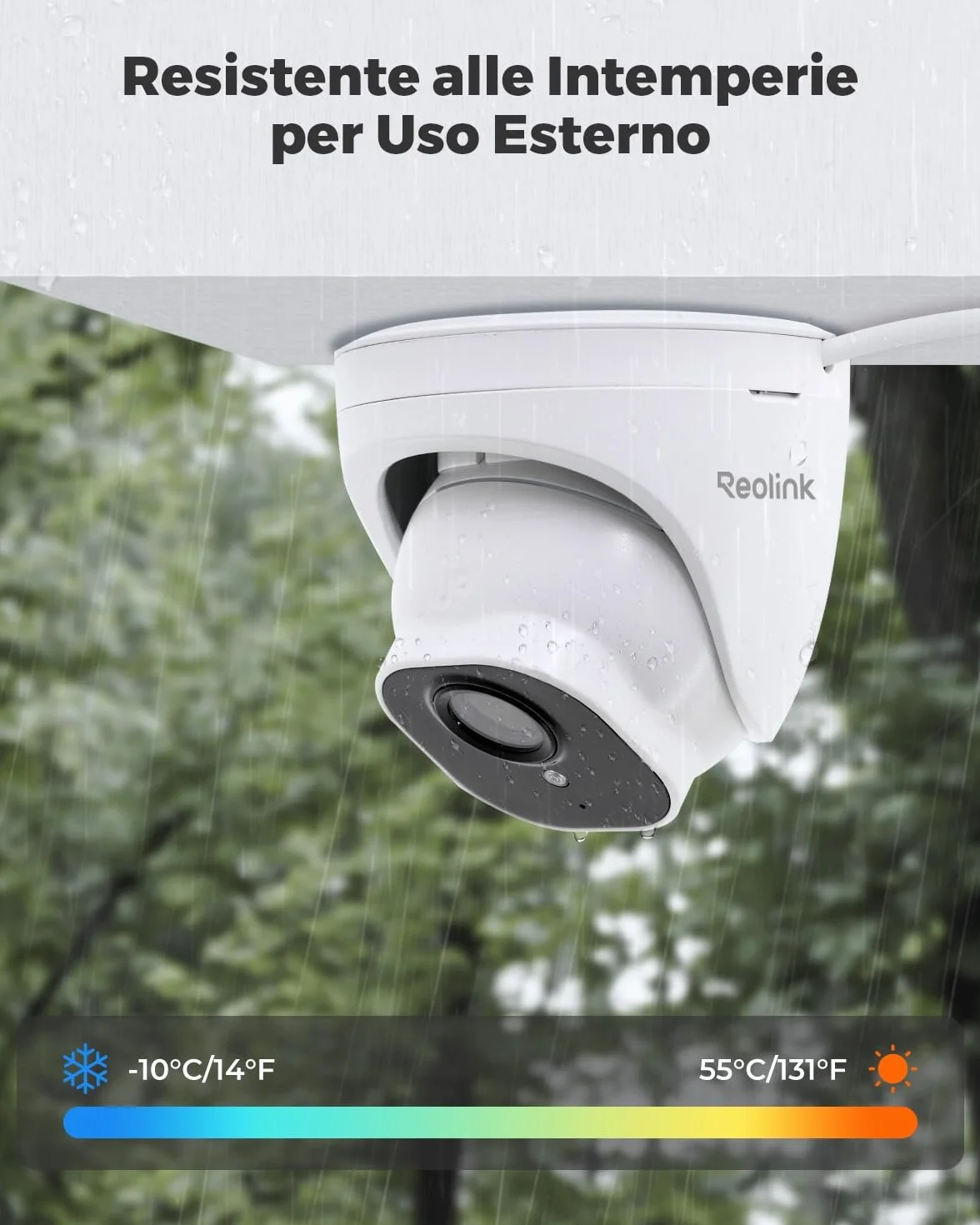 Reolink 5MP Telecamera Esterno PoE, Rilevamento di Uomo/Veicolo/Animale, Visione Notturna IR 30 metri, Videocamera Sorveglianza Esterno Impermeabile IP67, Audio, Slot per Scheda microSD, RLC-520A