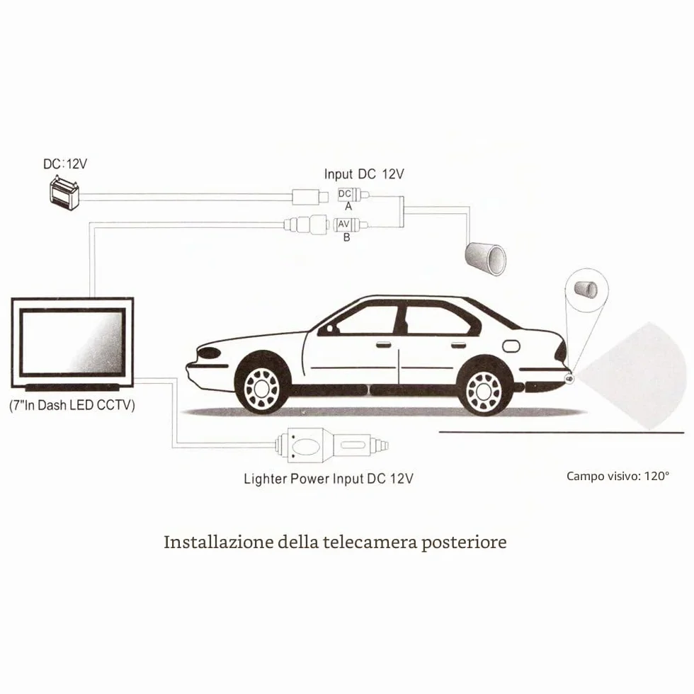 1 set Monitor Mini Auto Pieghevole ad Alta Risoluzione da 4.3" TFT LCD con Telecamera di Retromarcia per Sistema di Parcheggio e Retromarcia del Veicolo