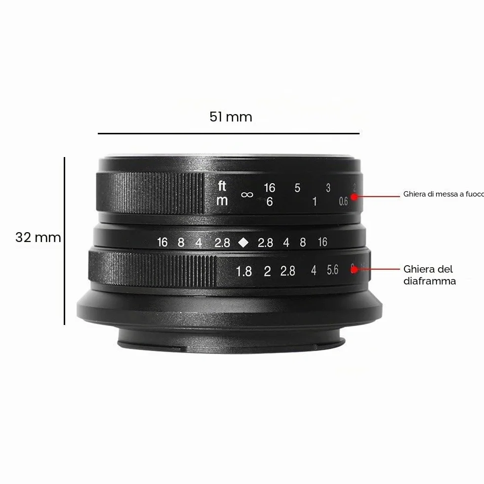 7artisans 25 mm f1.8 Focus manuale obiettivo per fotocamere Sony Emount come A7 A7II A7R A7RII A7S A7SII A6500 A6300 A6000 A5100 A5000 ex-3 NEX-3 N nex-3r nex-f3 K NEX-5 NEX-5 N - nero