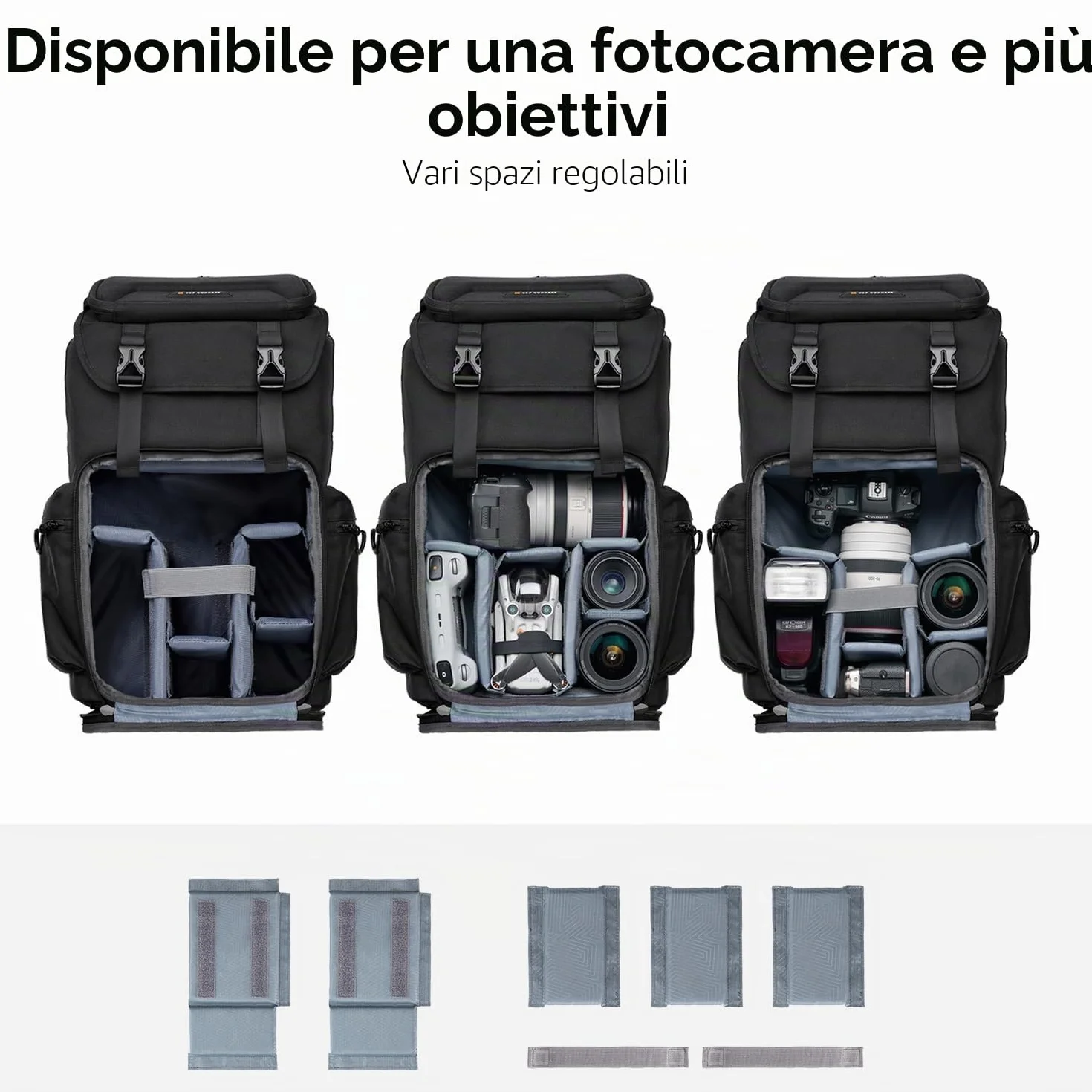 K&F CONCEPT Zaino per Fotocamera Professonale, Borsa Fotocamera Fotografia, Zaino Fotocamera Impermeabile Antifurto, Grande Capacità, Elevata Stabilità, Scomparto per Laptop da 15.6 pollici, Nero