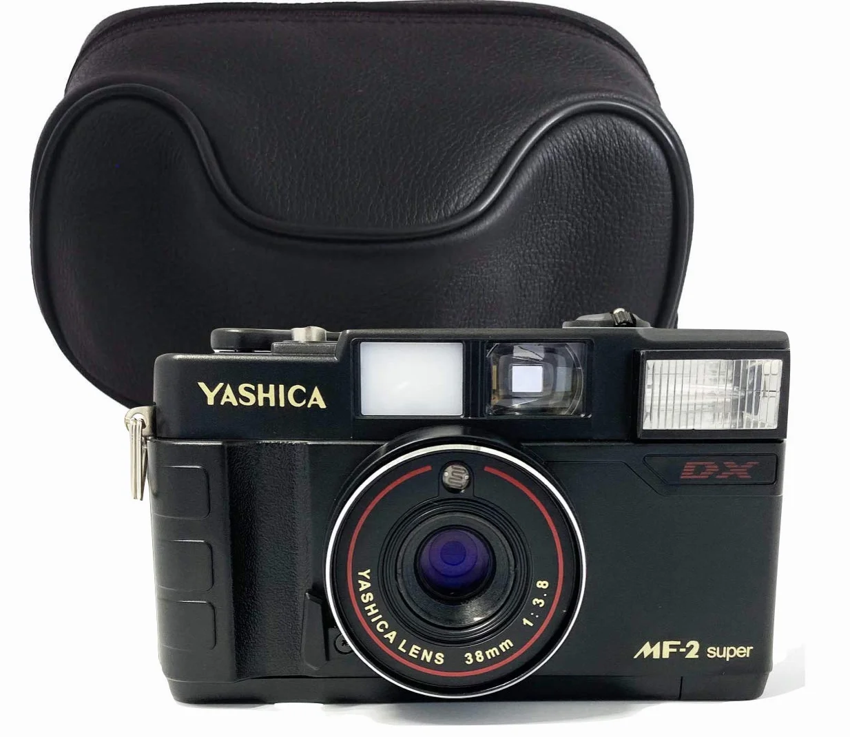 Yashica MF-2 Super - Fotocamera analogica piccola da 35 mm, con batteria, pellicola e custodia in pelle