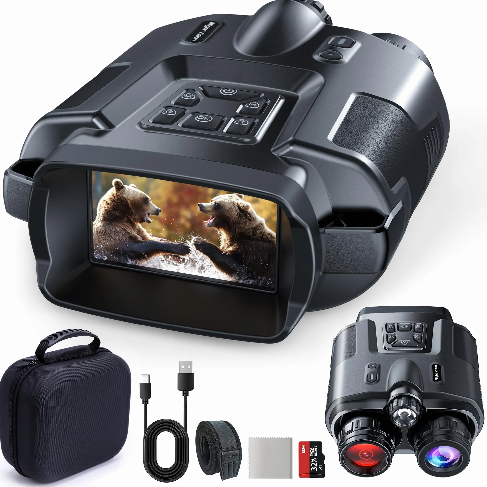 tkwser - Dispositivo per la visione notturna, 4 K, 8 X, digitale, visione notturna a infrarossi, 5000 mAh, distanza visiva, 600 m, schermo TFT UHD da 3”, impermeabilità IP65, per la caccia e il